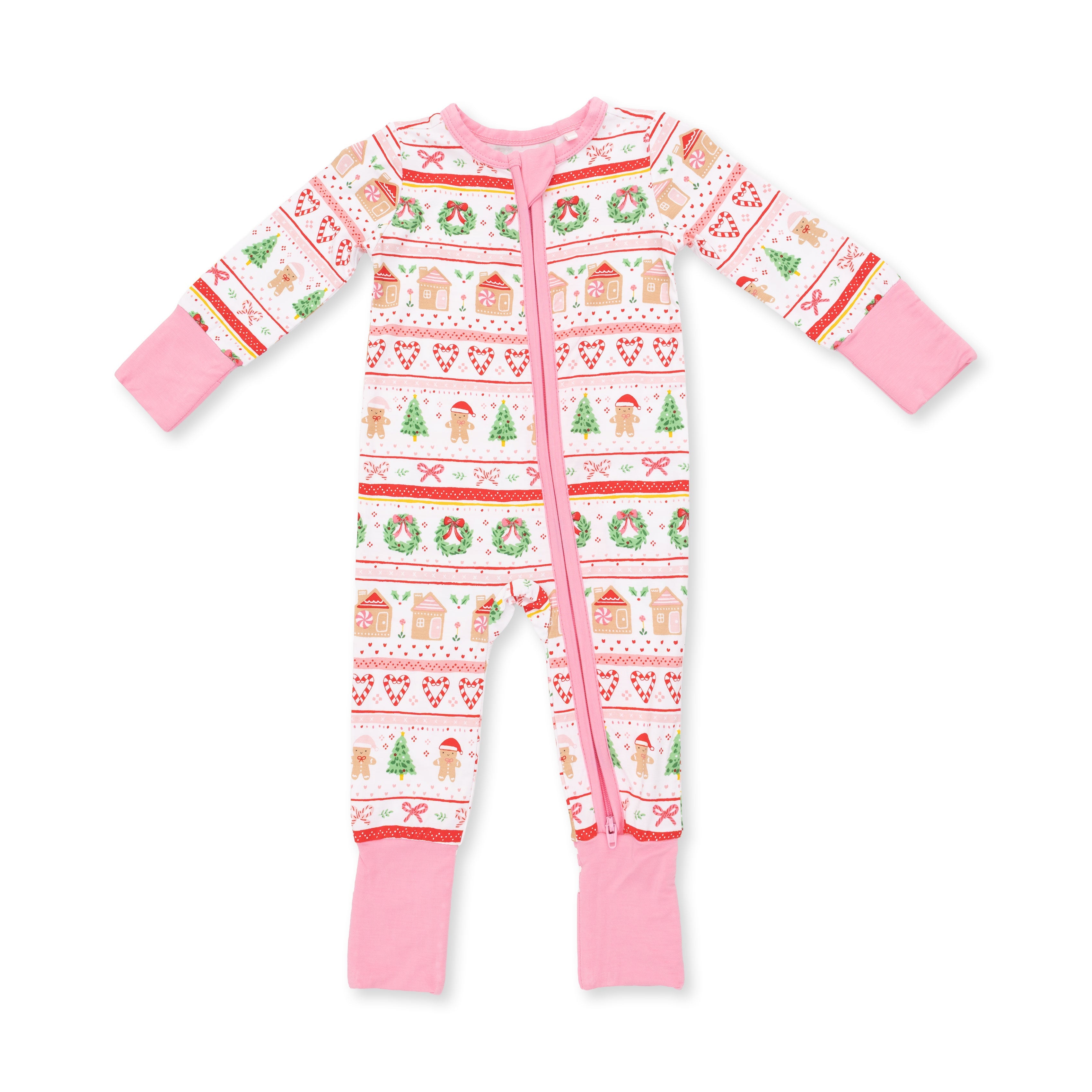 Gingerbread Fair Isle Pink - Convertible Romper