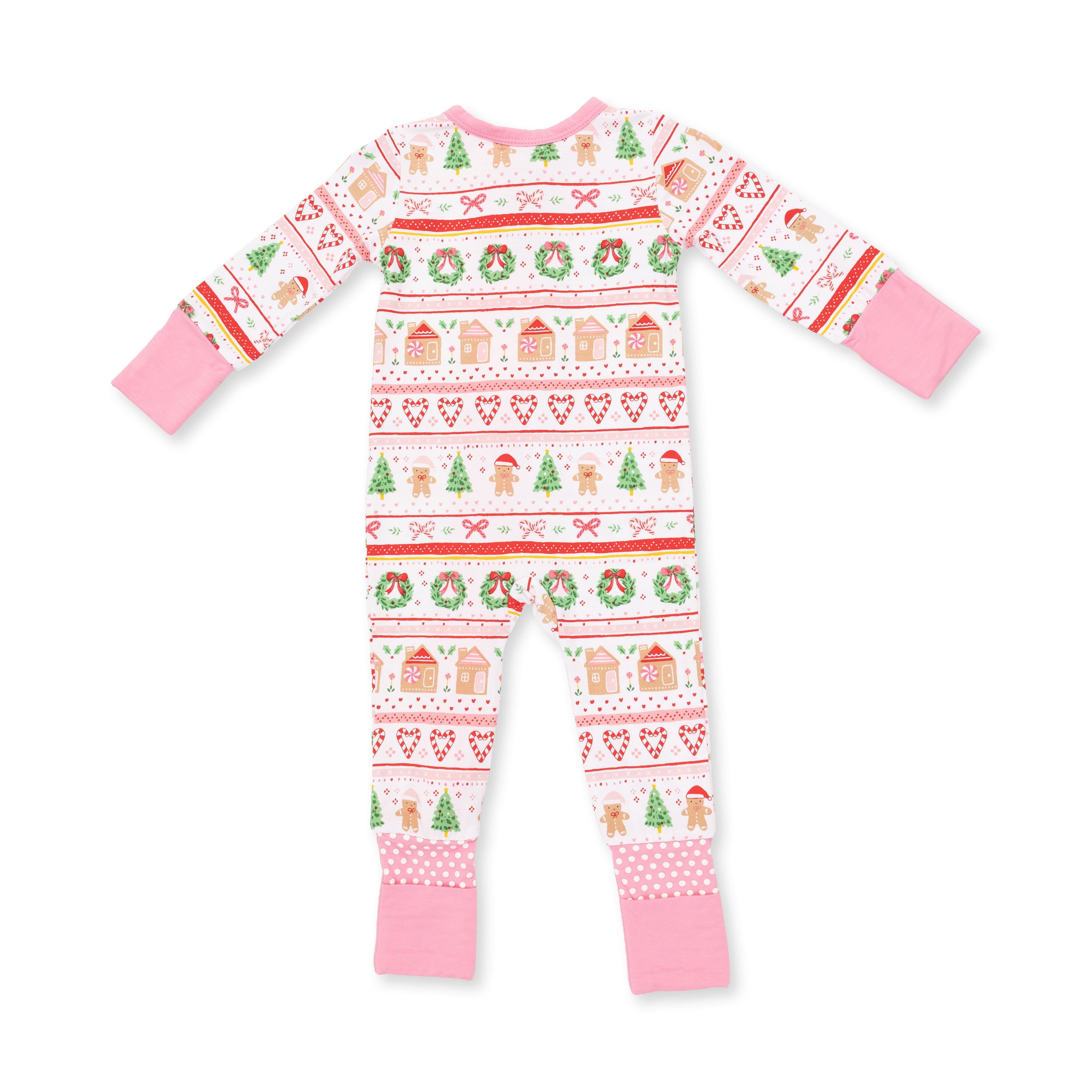 Gingerbread Fair Isle Pink - Convertible Romper