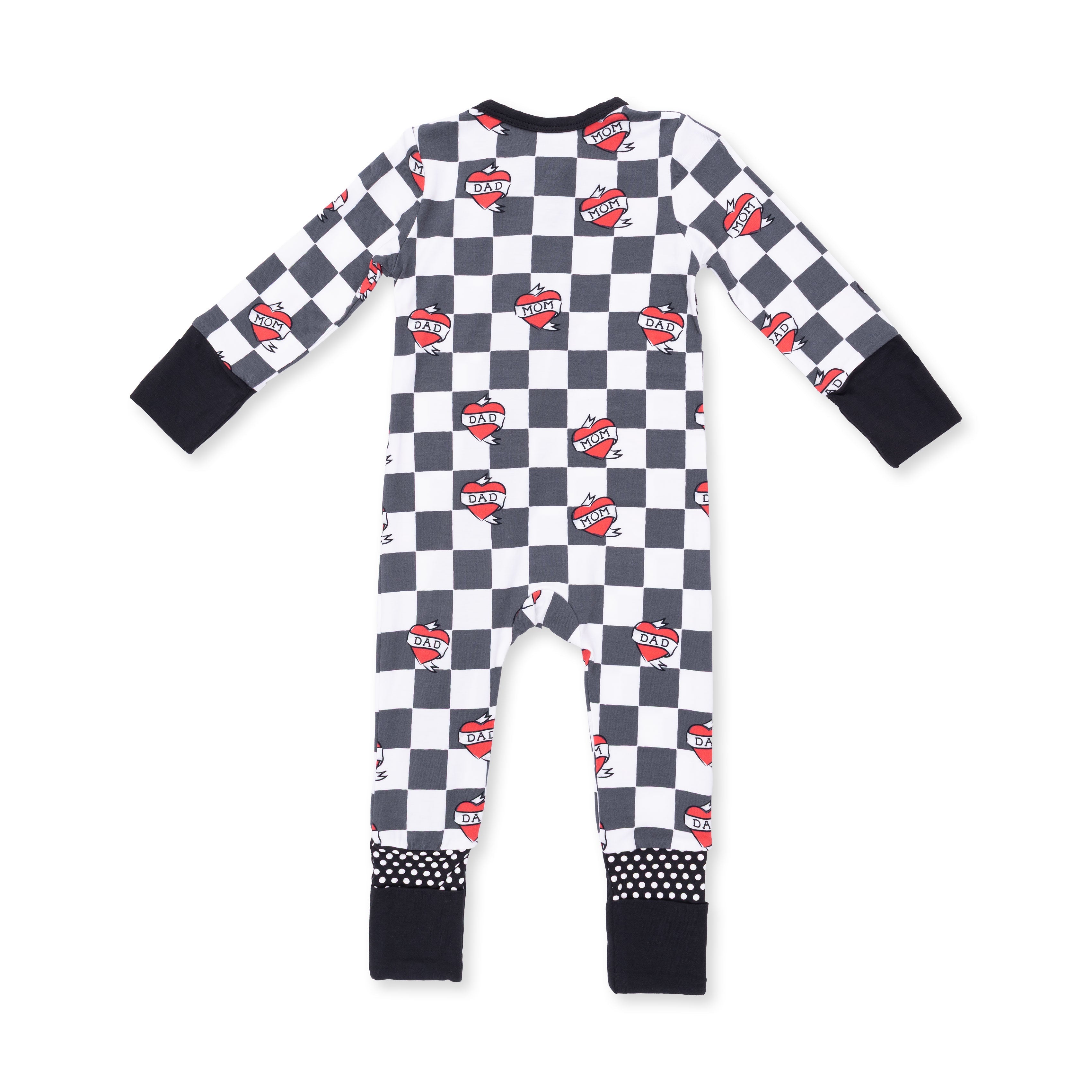 Heart Tattoo Check Black - Convertible Romper