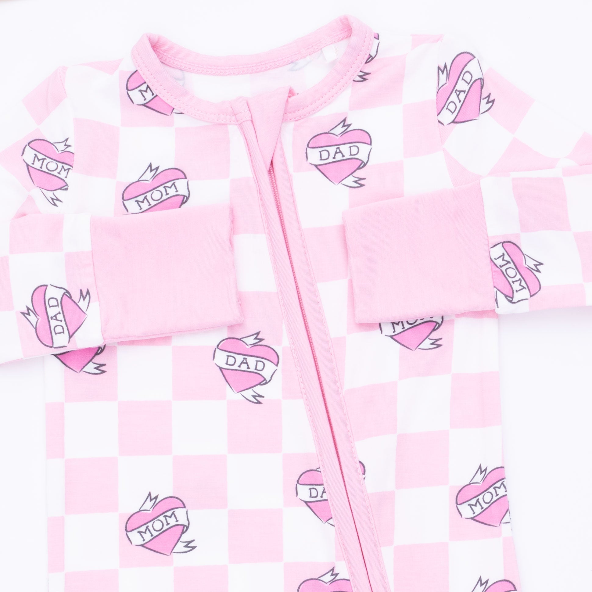 Heart Tattoo Check Pink - Convertible Romper