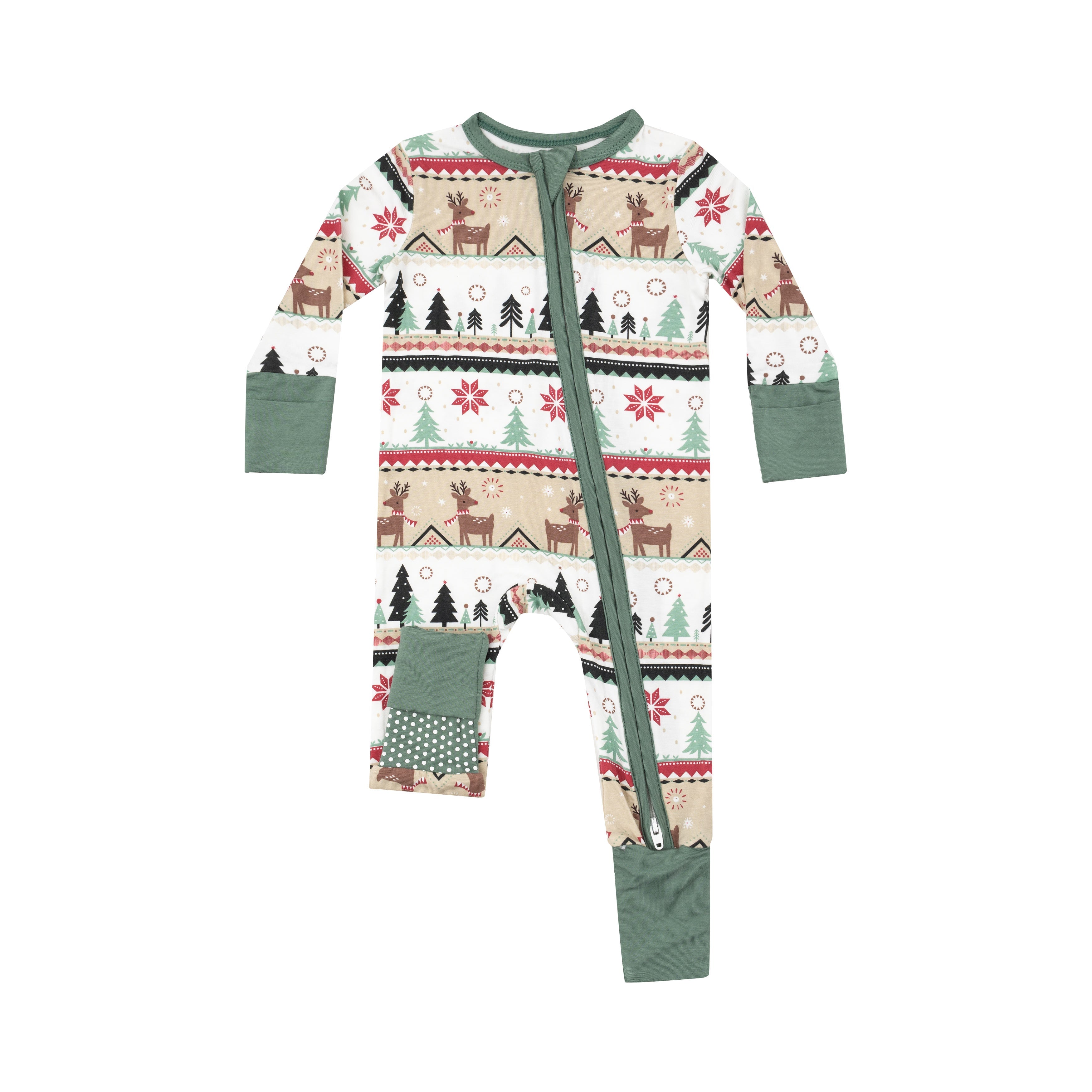 2 Way Zipper Romper - Reindeer Fair Isle