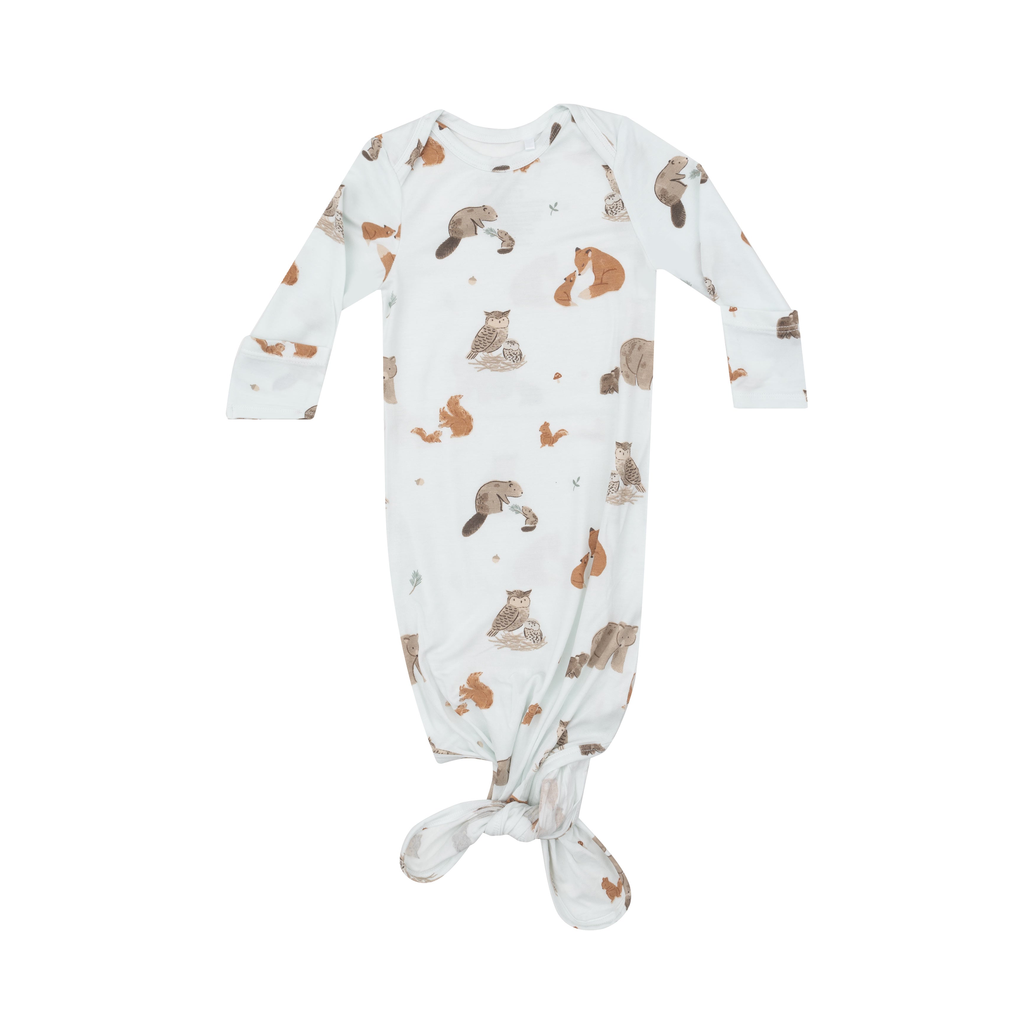 Knotted Gown - Mixed Woodland Animals Blue