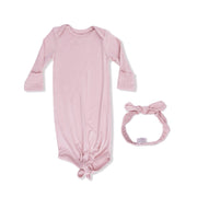 Solid Peachskin - Knotted Gown And Headband