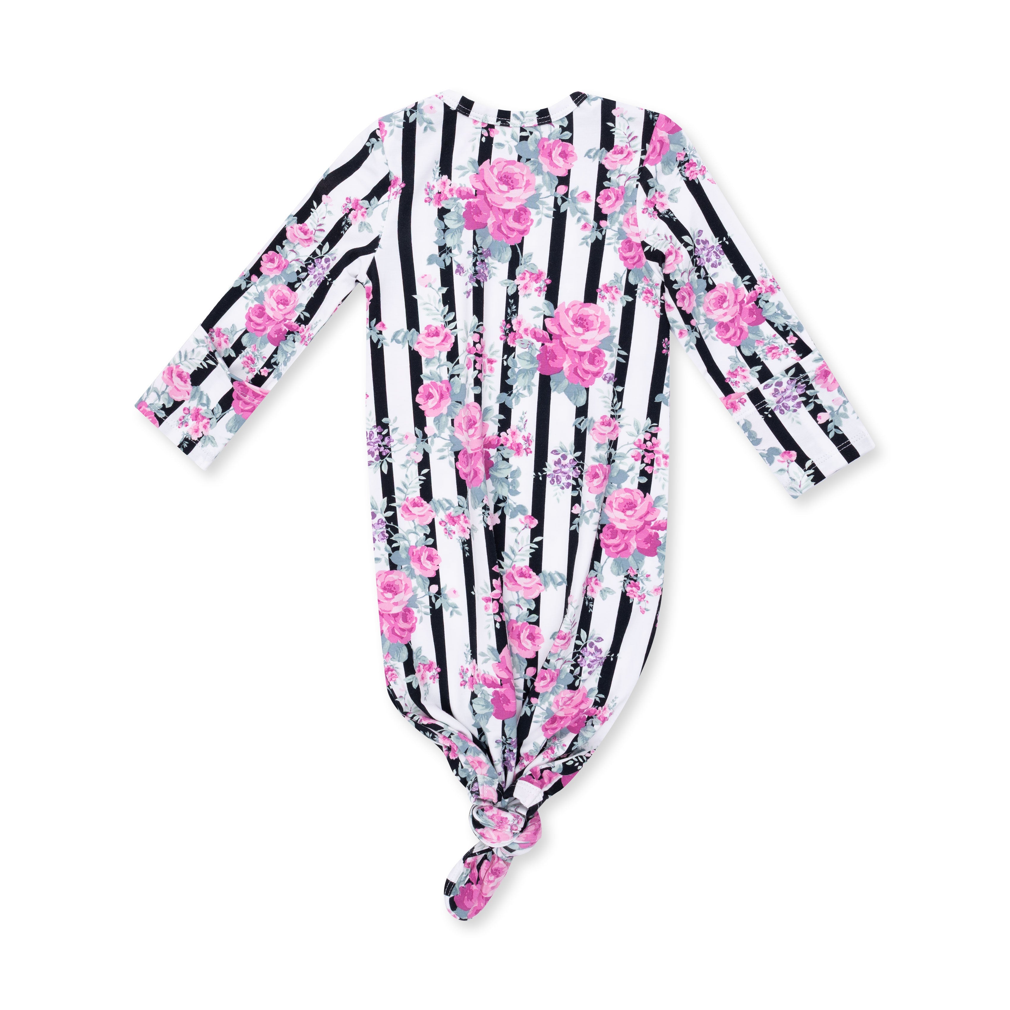 Cabbage Rose Stripe - Knotted Gown And Knot Headband