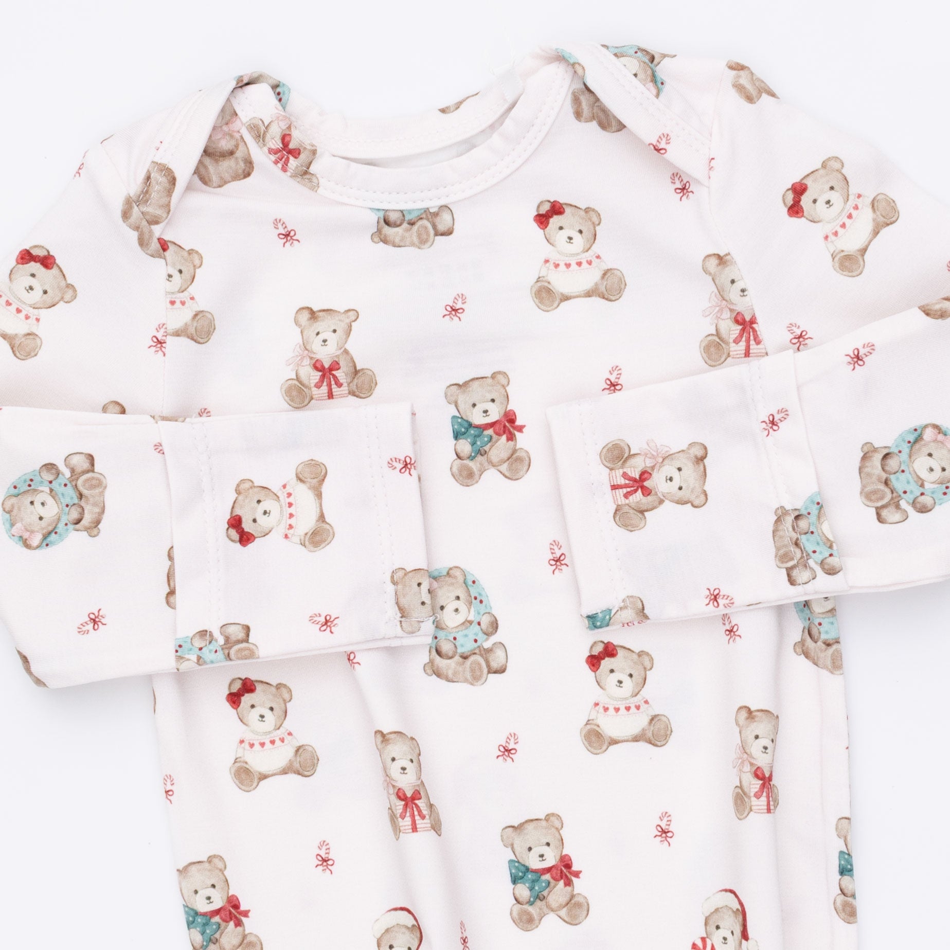 Christmas Teddy Bears Pink - Knotted Gown And Knotted Headband