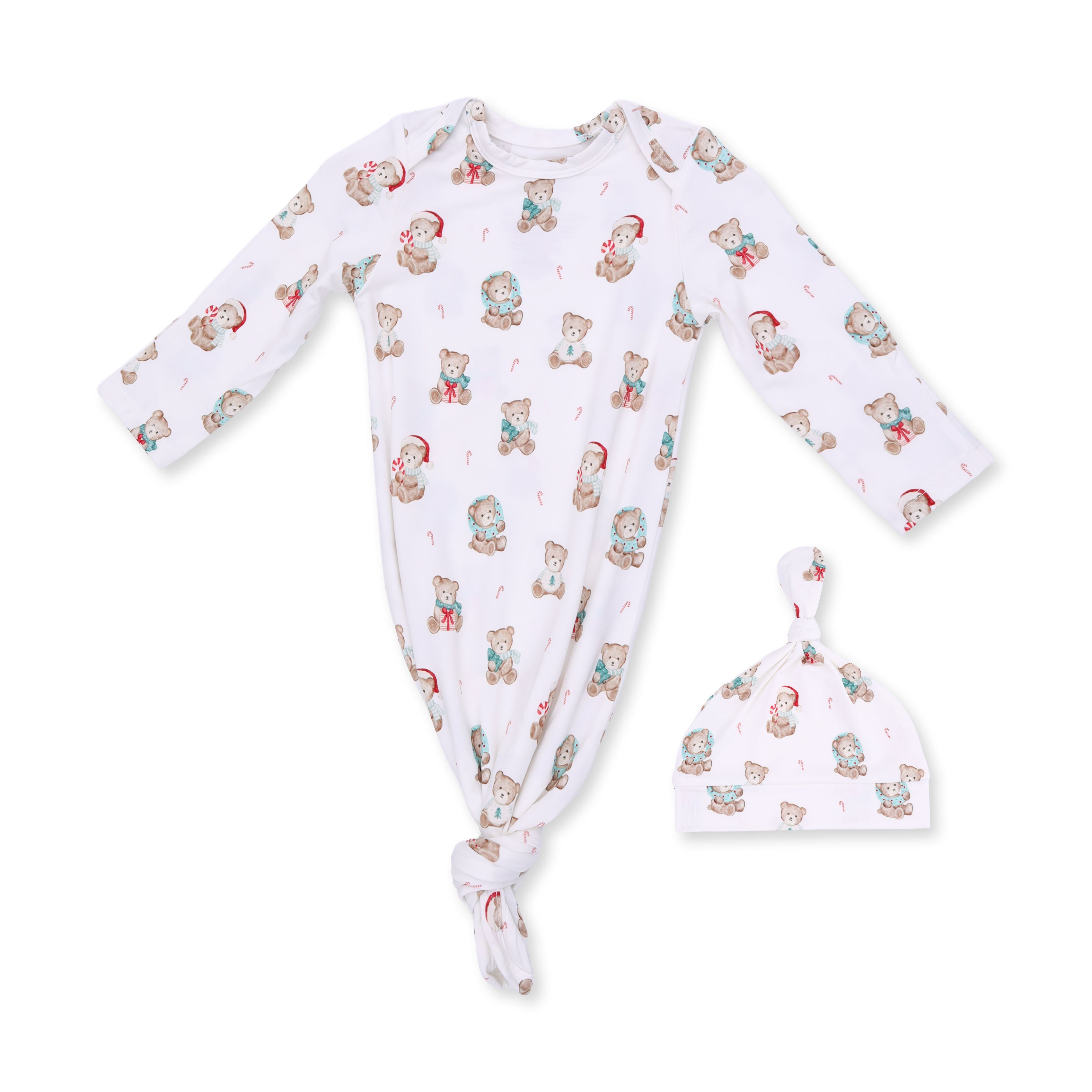 Christmas Teddy Bears Uni - Knotted Gown And Knotted Hat