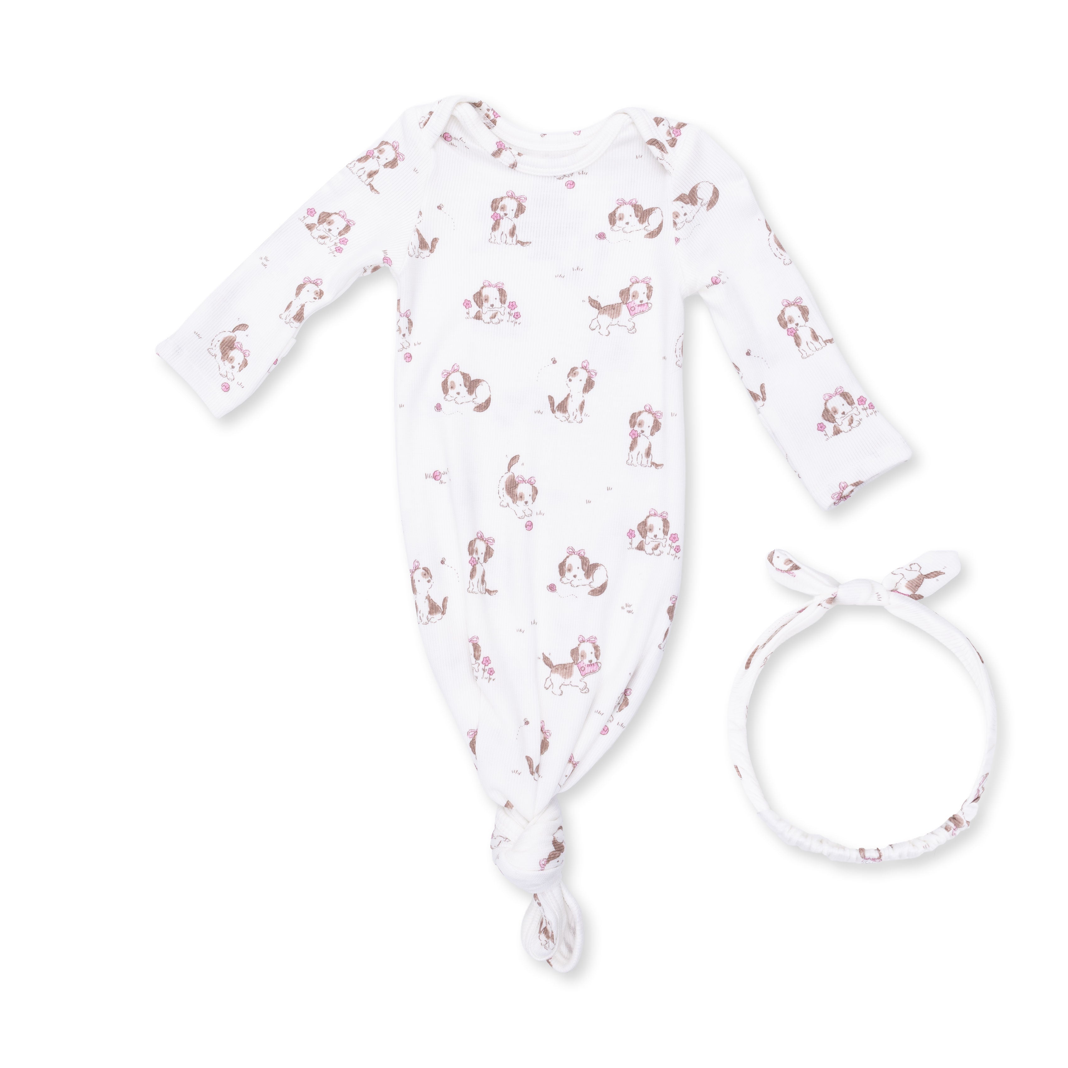 Explorer Puppy Pink - Knotted Gown And Knot Headband