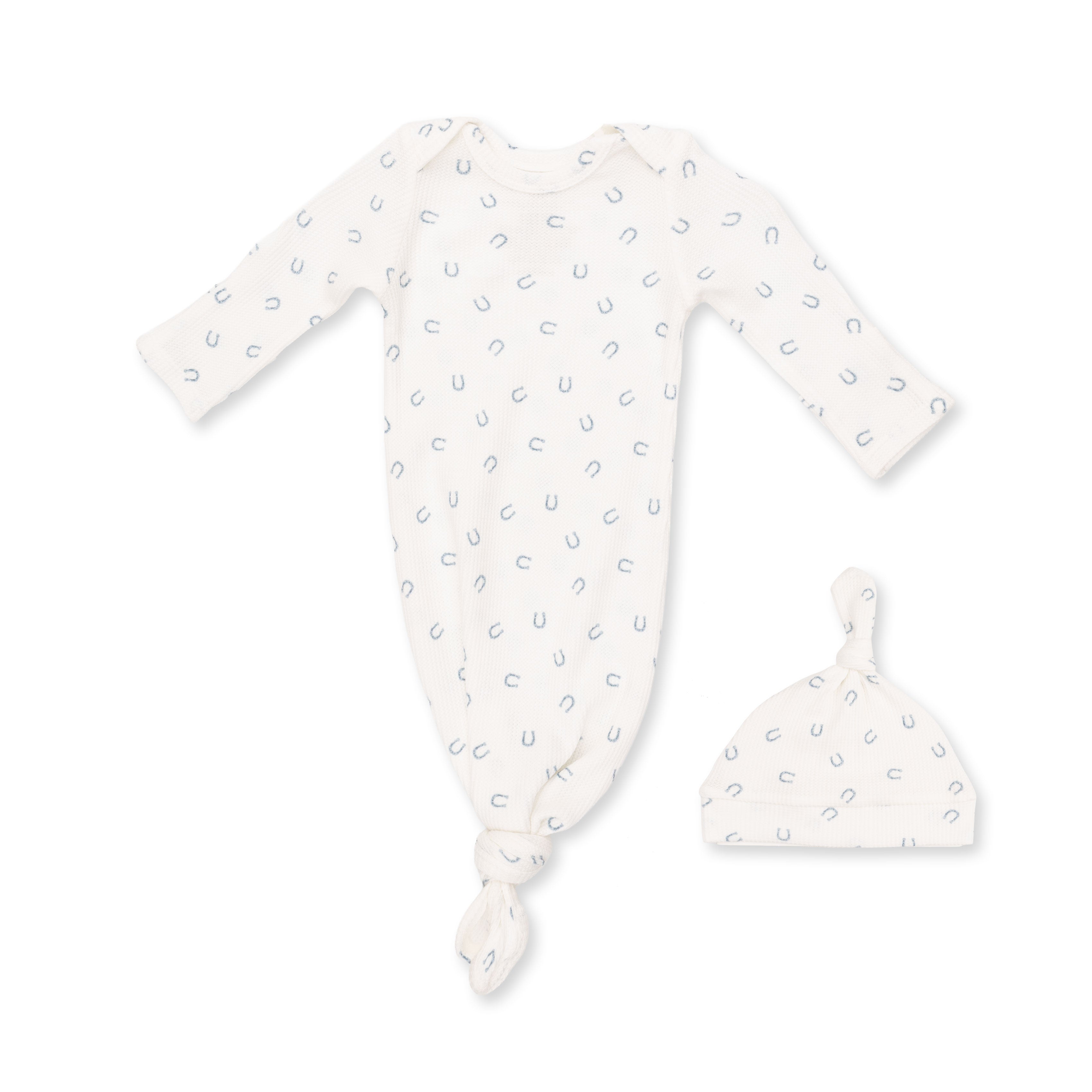 Little Horseshoes Blue - Knotted Gown And Knotted Hat