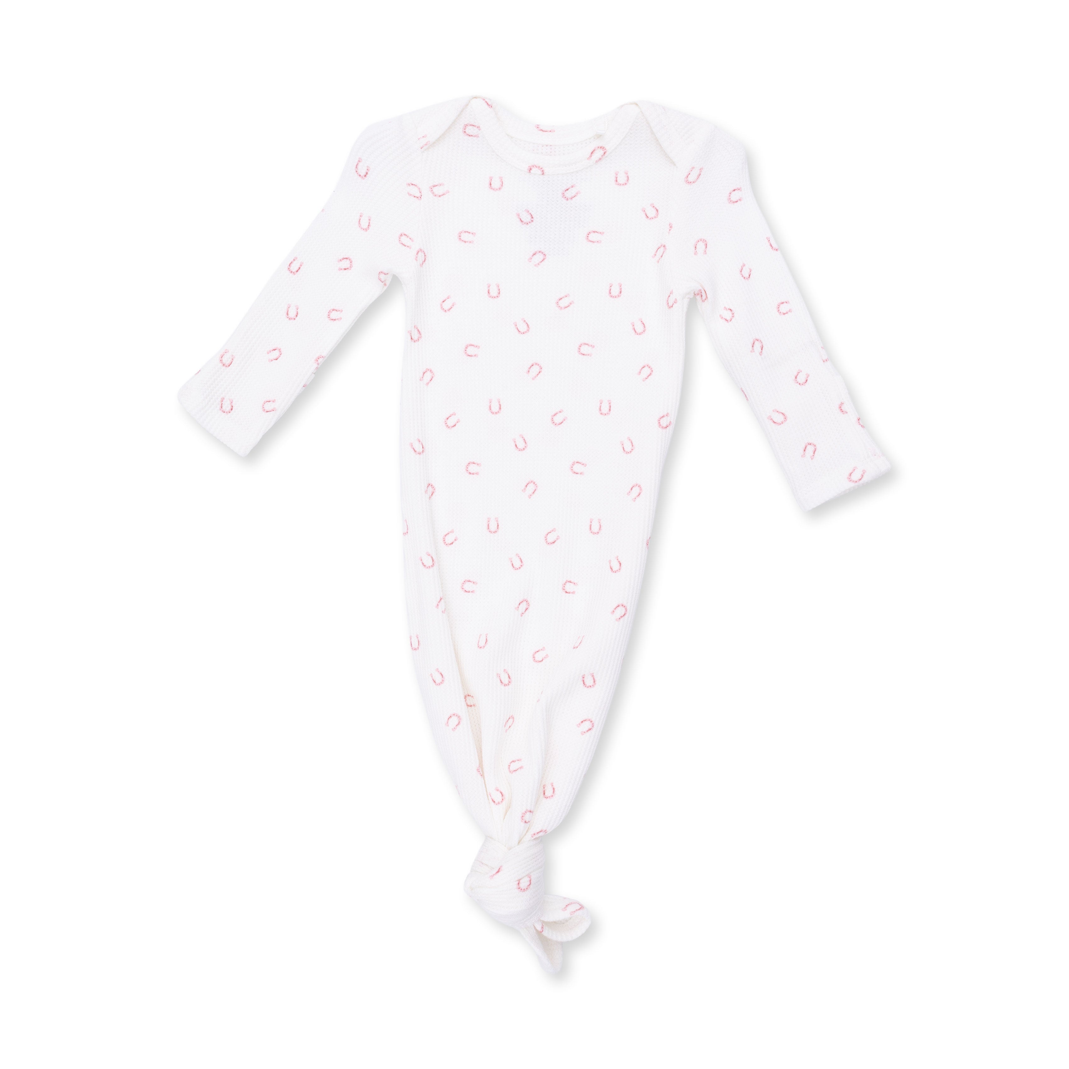 Little Horseshoes Pink - Knotted Gown And Knot Headband