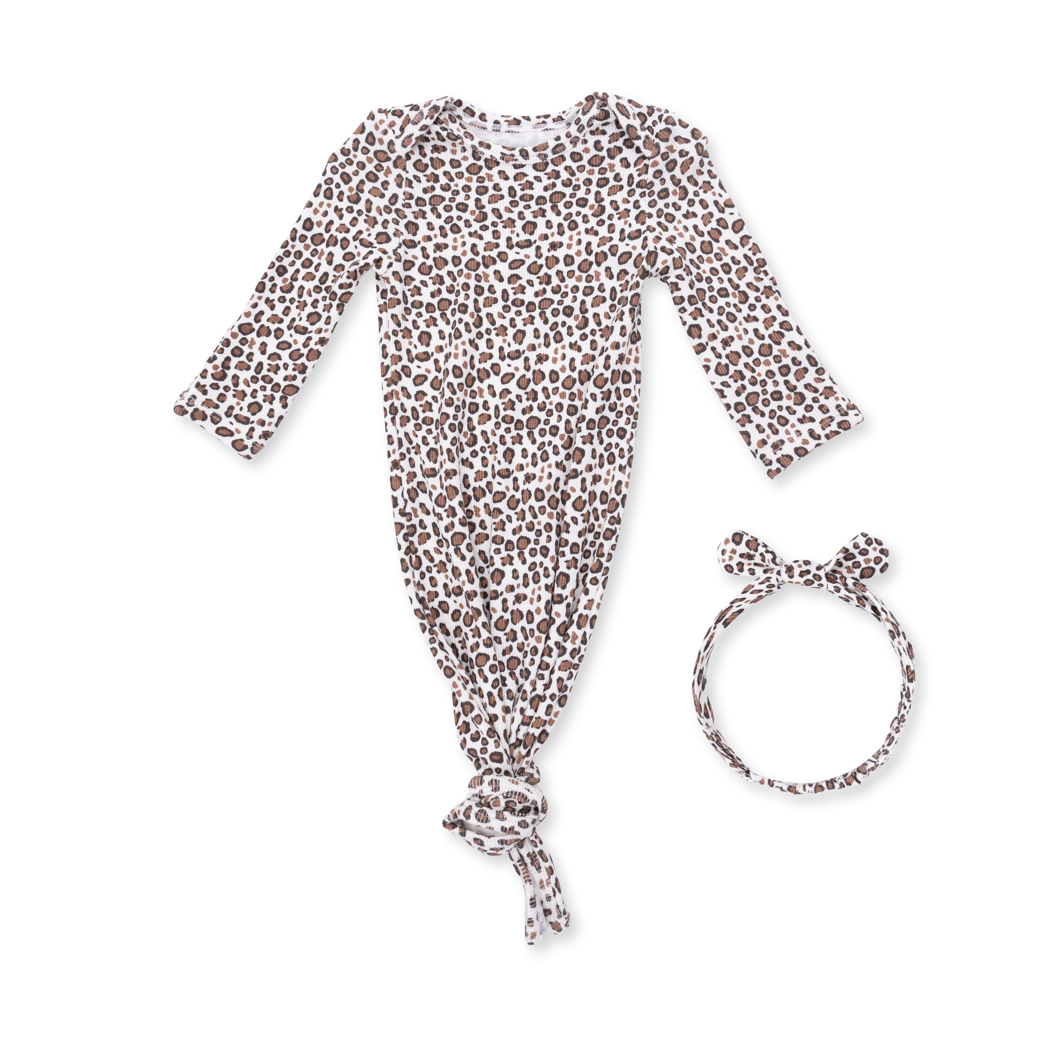 Leopard Rib - Knotted Gown And Knot Headband