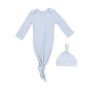 Solid Baby Blue - Knotted Gown And Knotted Hat