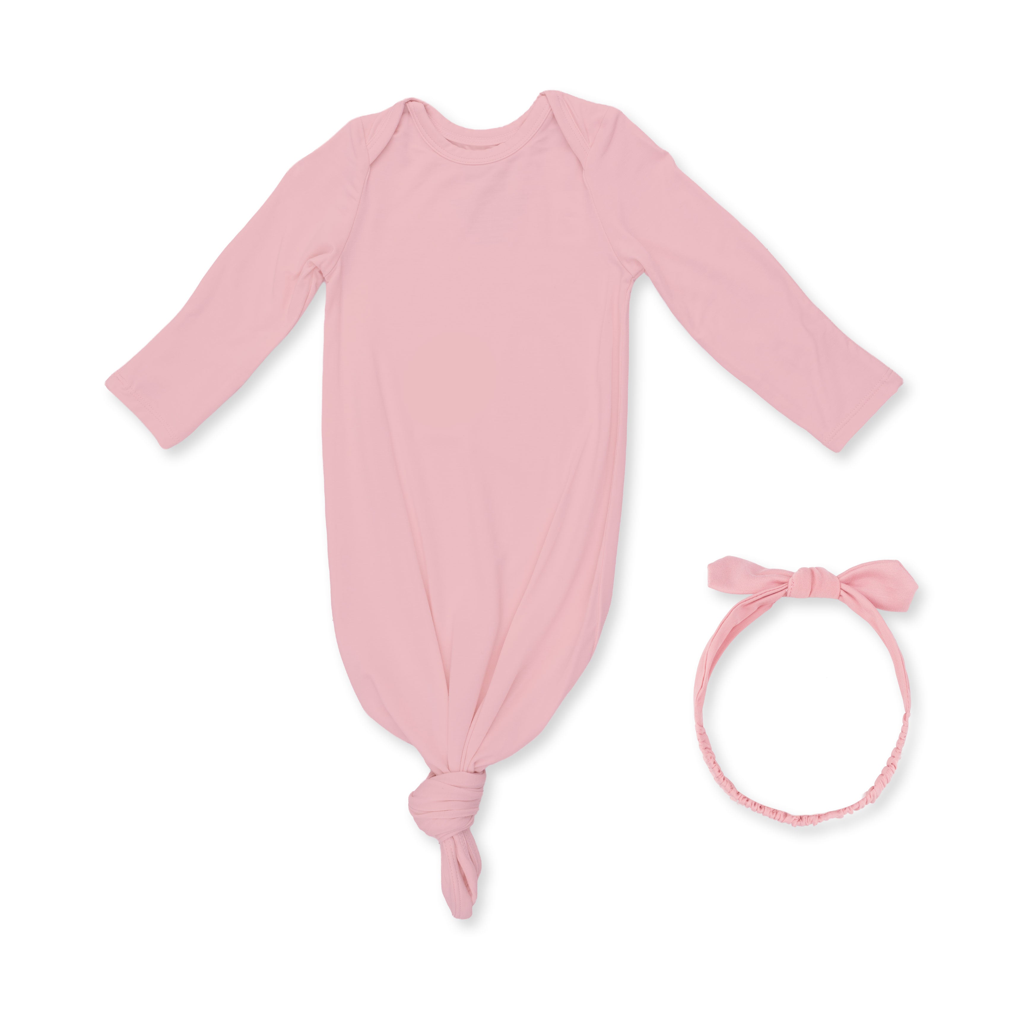 Solid Mellow Rose - Knotted Gown And Knot Headband