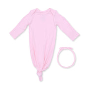 Solid Pink A Boo - Knotted Gown And Headband