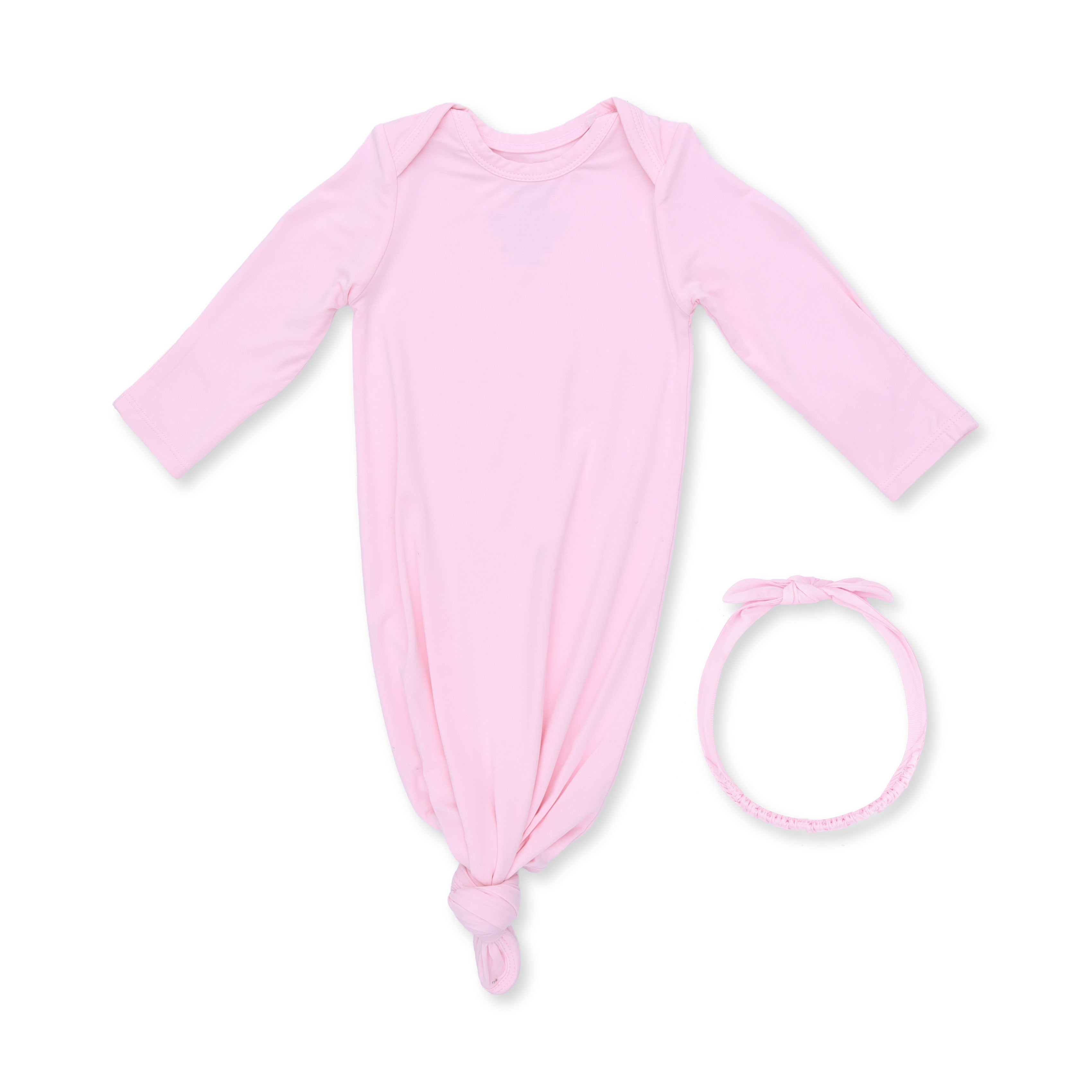 Solid Pink A Boo - Knotted Gown And Headband