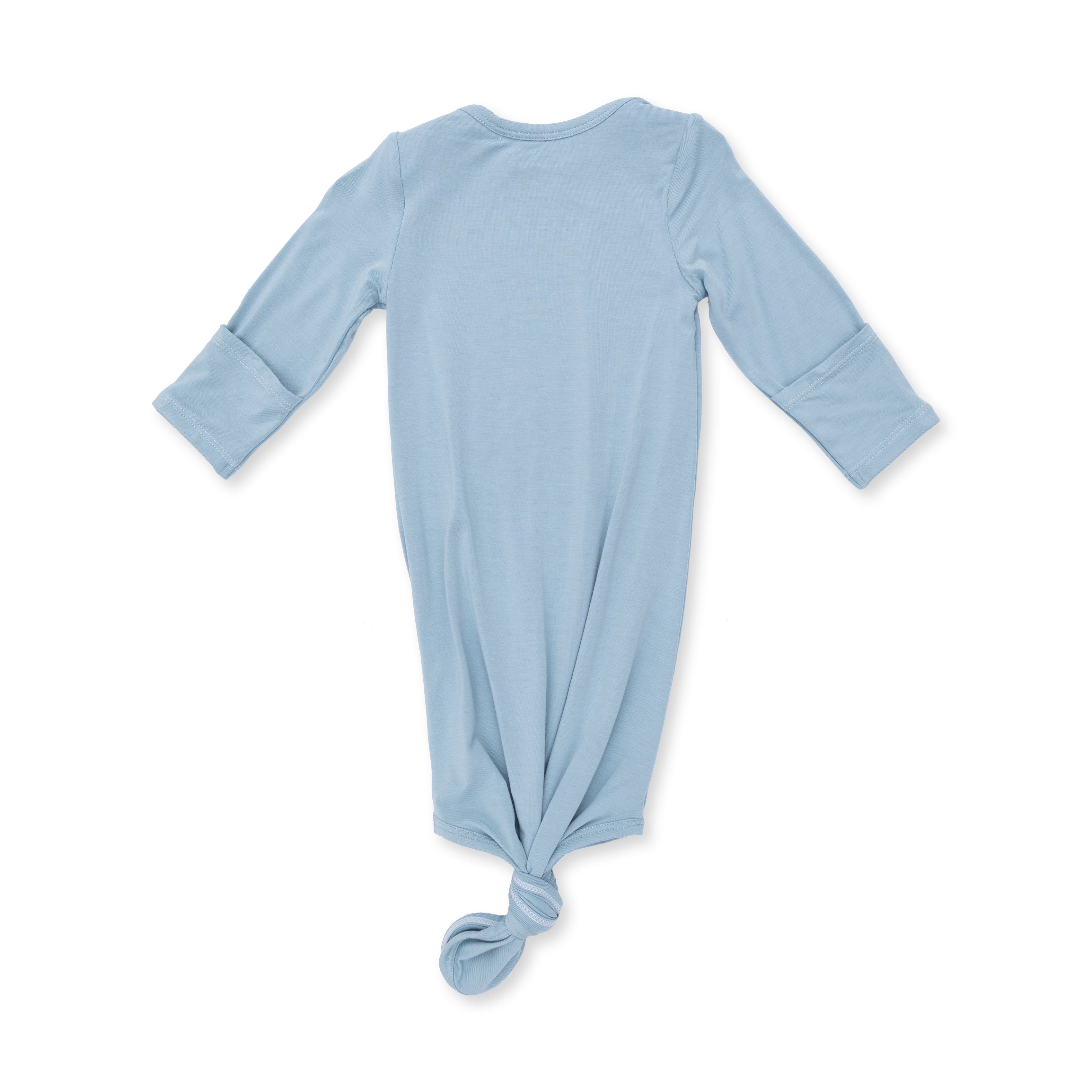 Solid Stone Blue - Knotted Gown And Knotted Hat Set