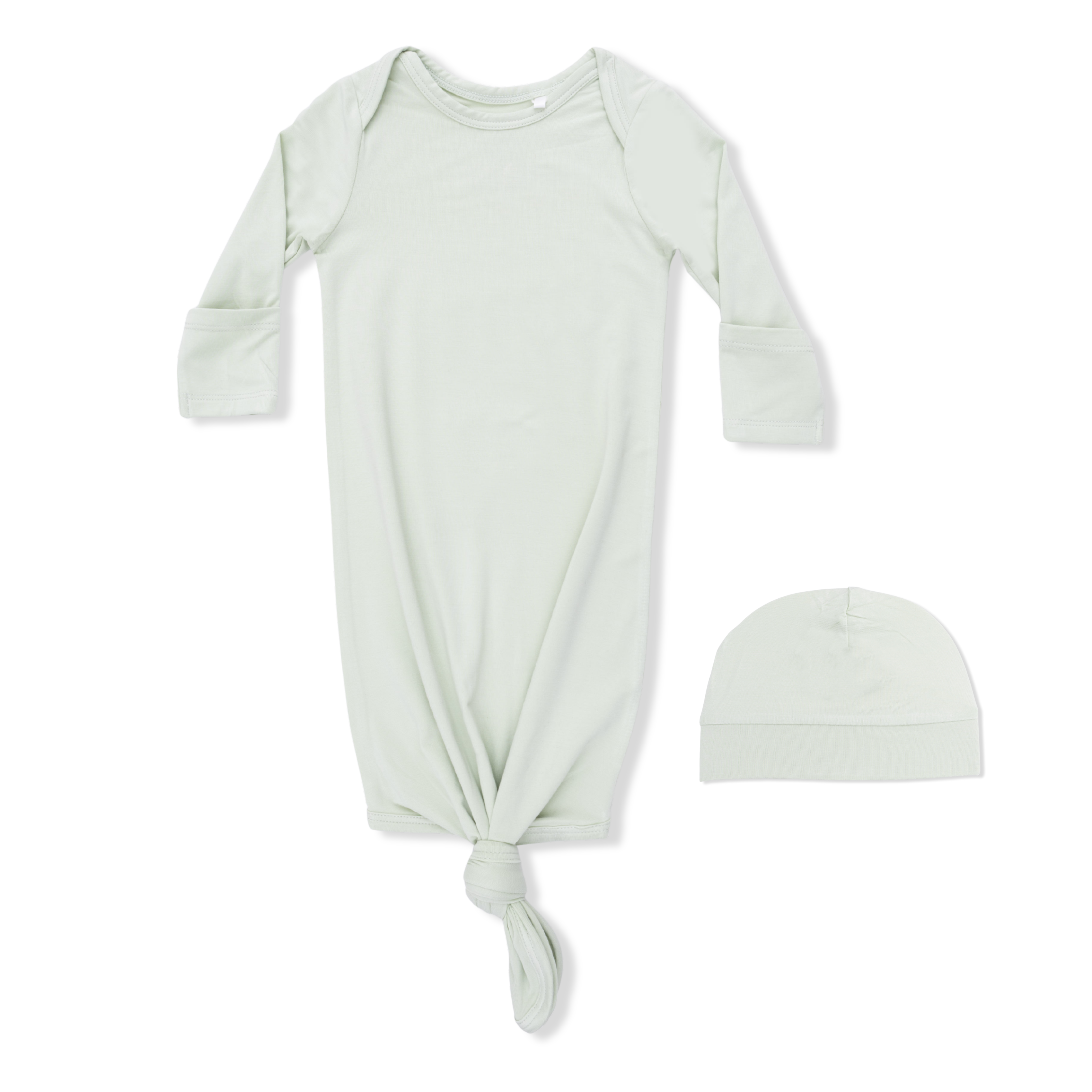 Solid Bok Choy - Knotted Gown And Beanie Hat
