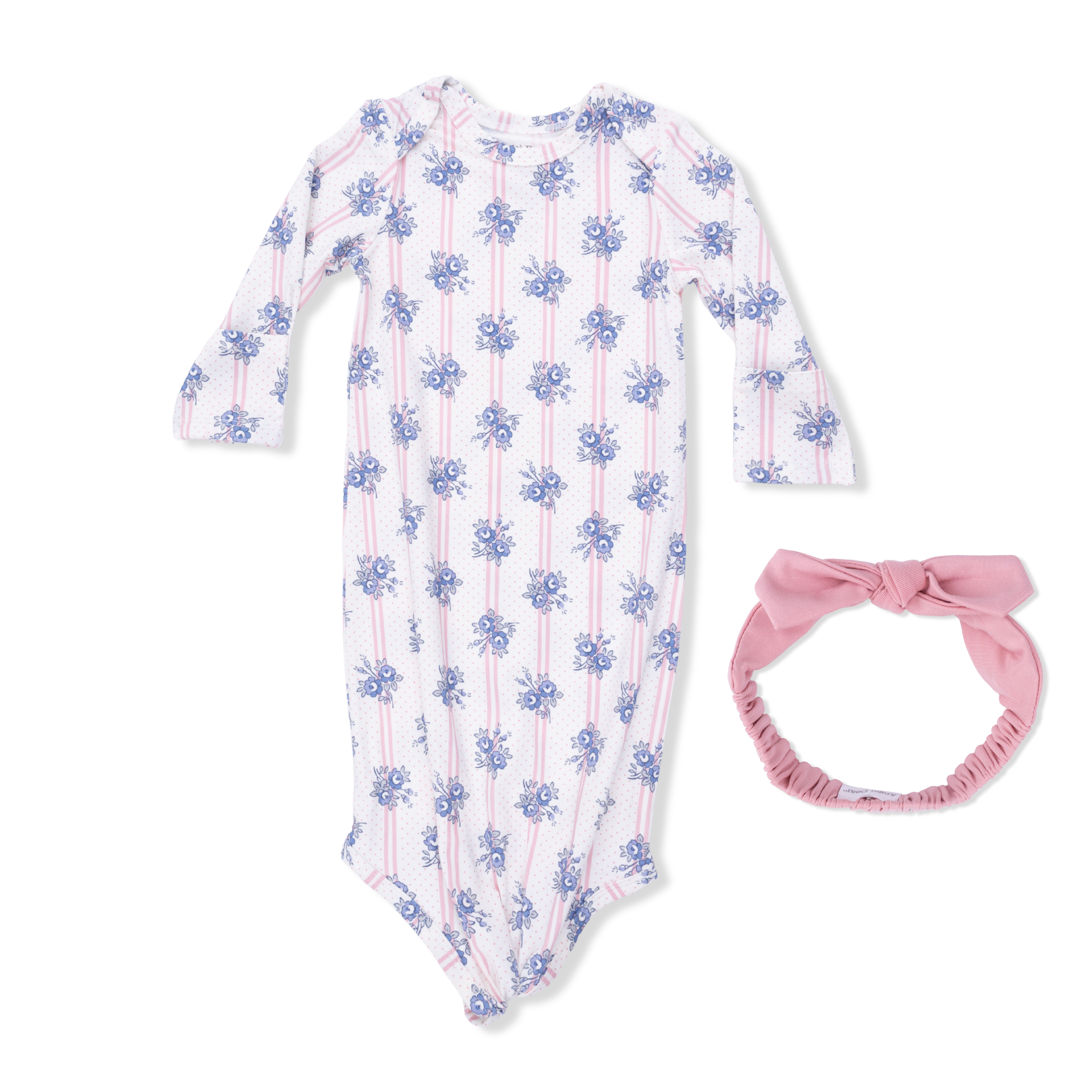 Stripe Dot Roses - Knotted Gown And Headband