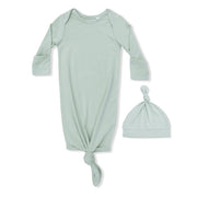 Solid Milky Green - Knotted Gown And Knotted Hat