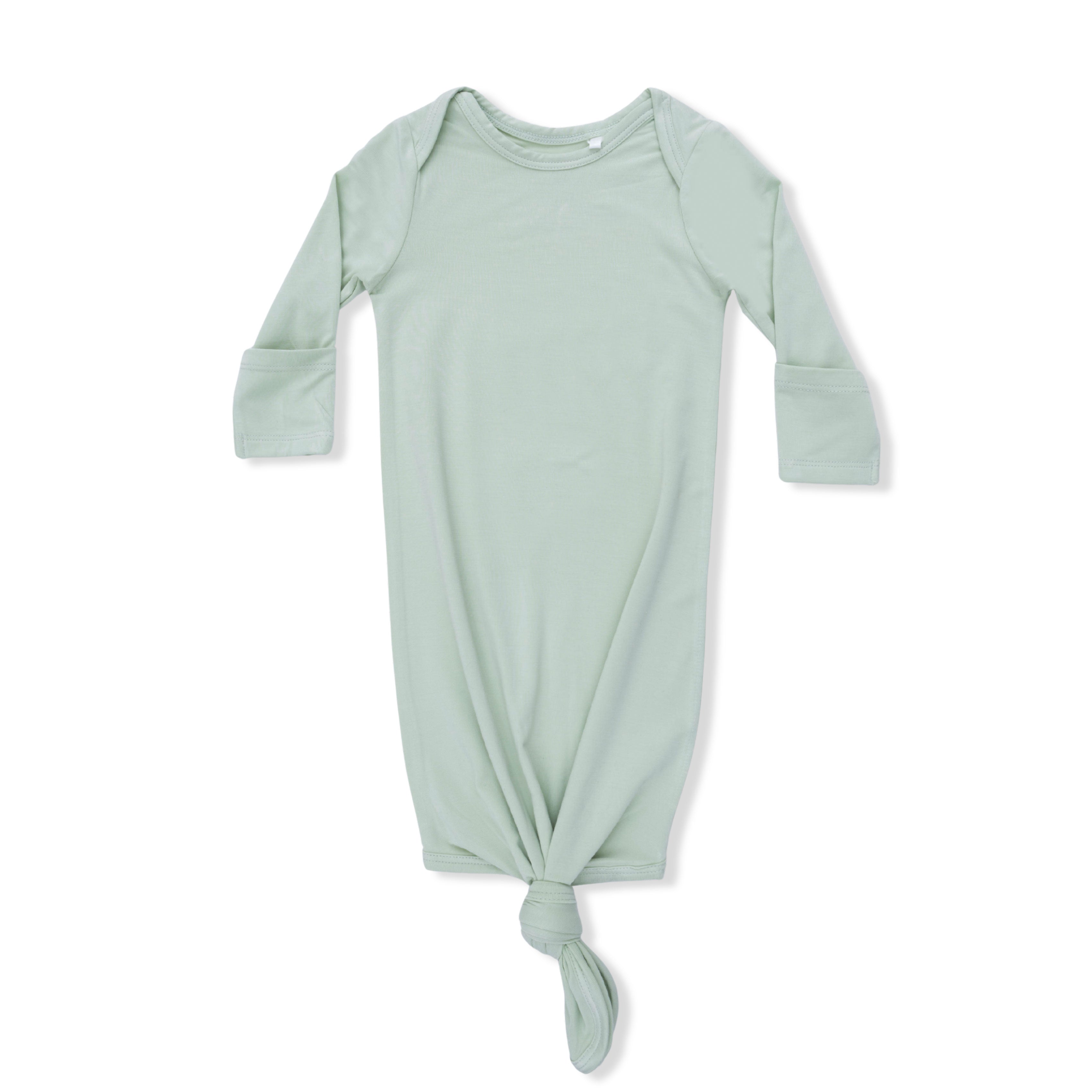 Solid Milky Green - Knotted Gown And Knotted Hat