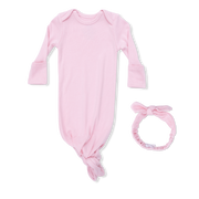 Solid Romance Rose Rib - Knotted Gown And Headband