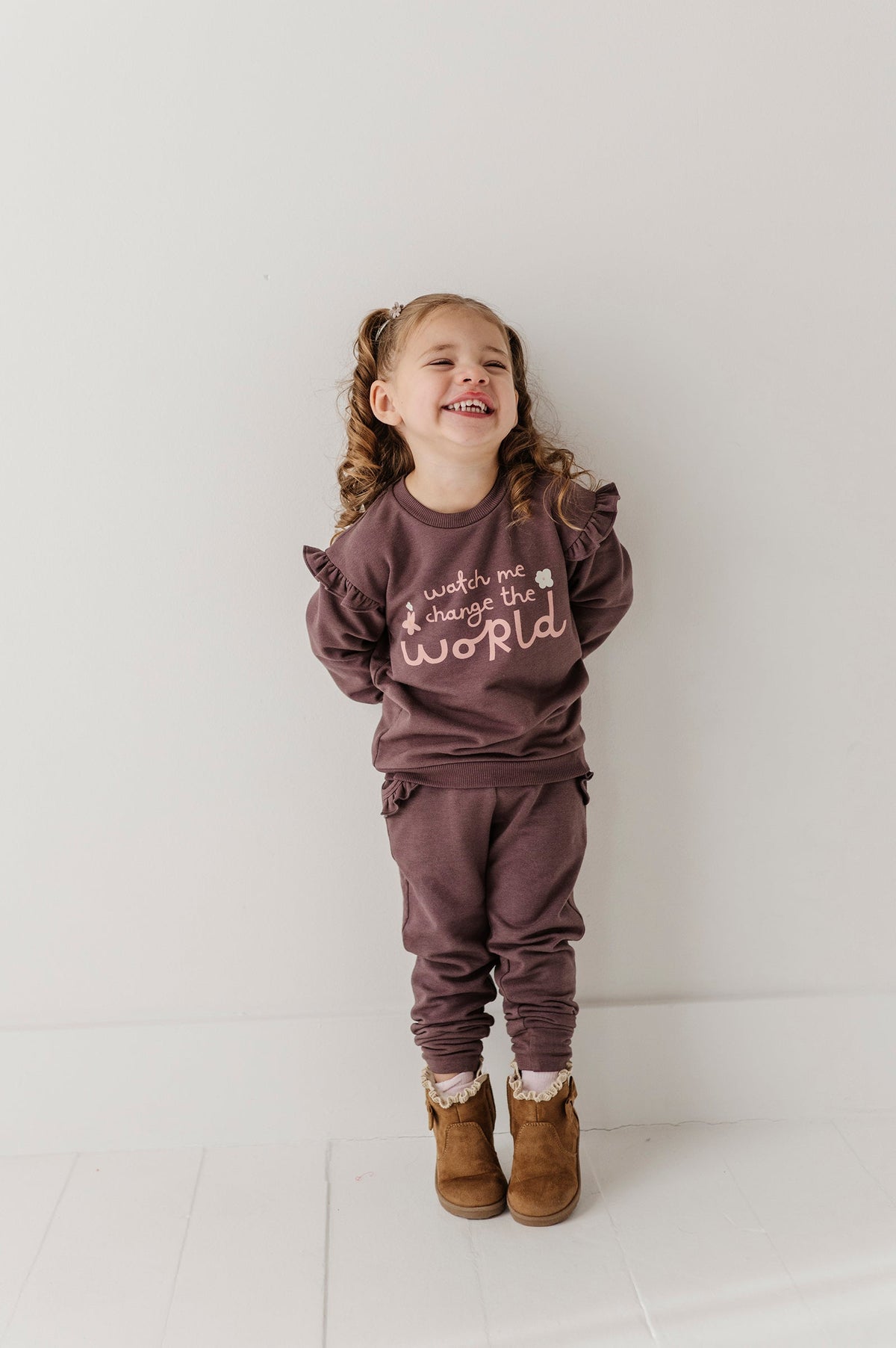 Girls Ruffle Sweatshirt In Watch Me Change The World