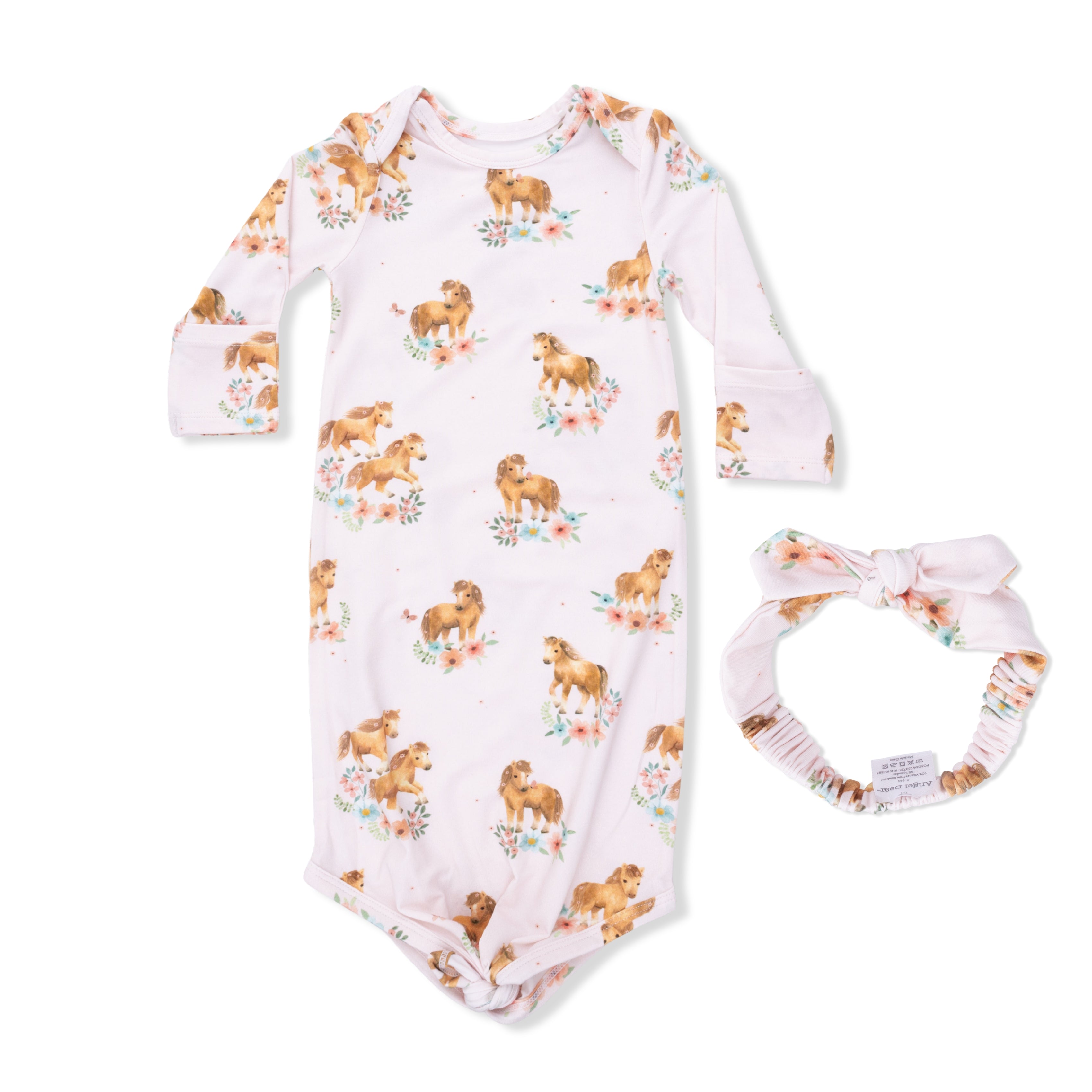 Pink Ponies - Knotted Gown And Headband