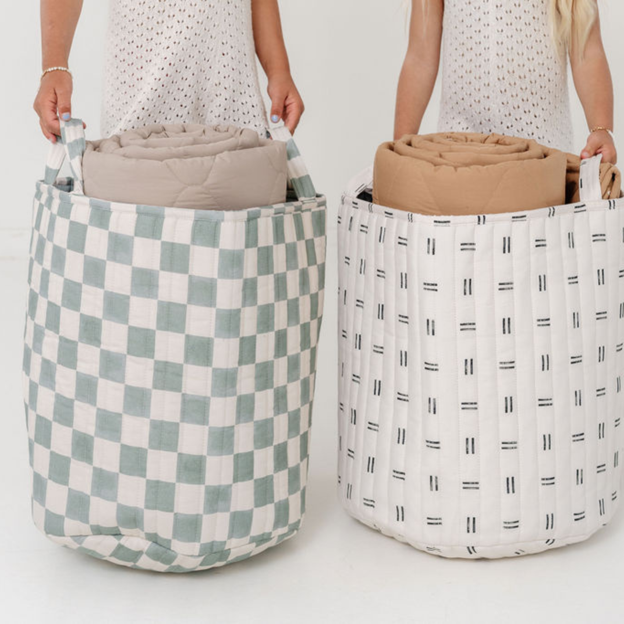 Checker Matcha Storage Basket