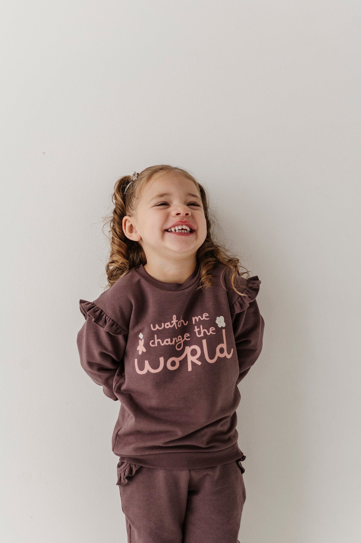 Girls Ruffle Sweatshirt In Watch Me Change The World