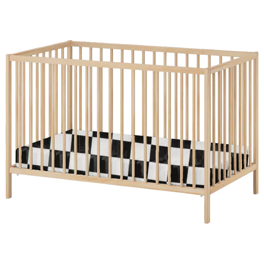 Race Black & White Checkered Crib Sheet