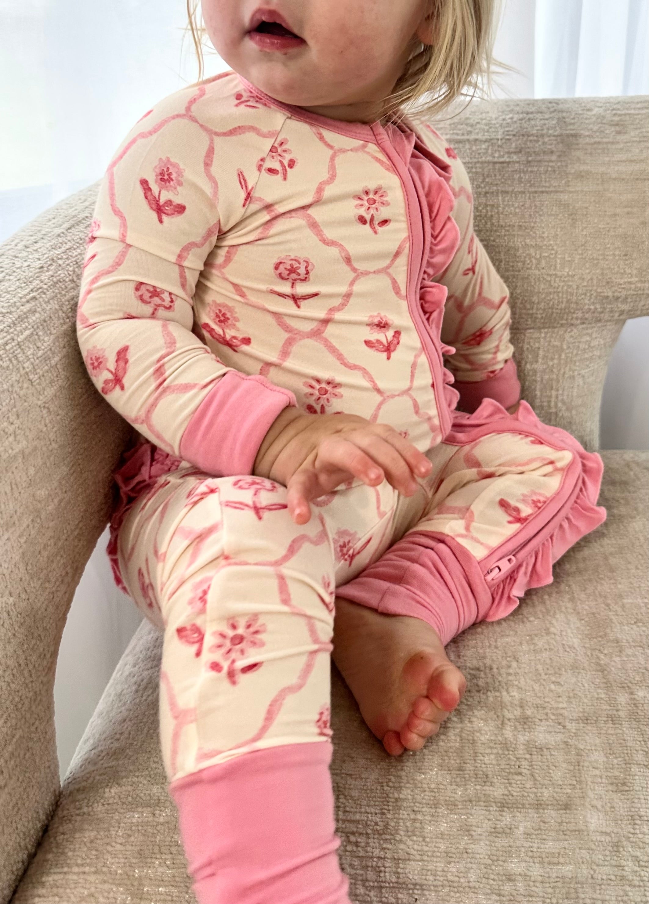 Blush & Bloom - Zipper Footie Pajamas