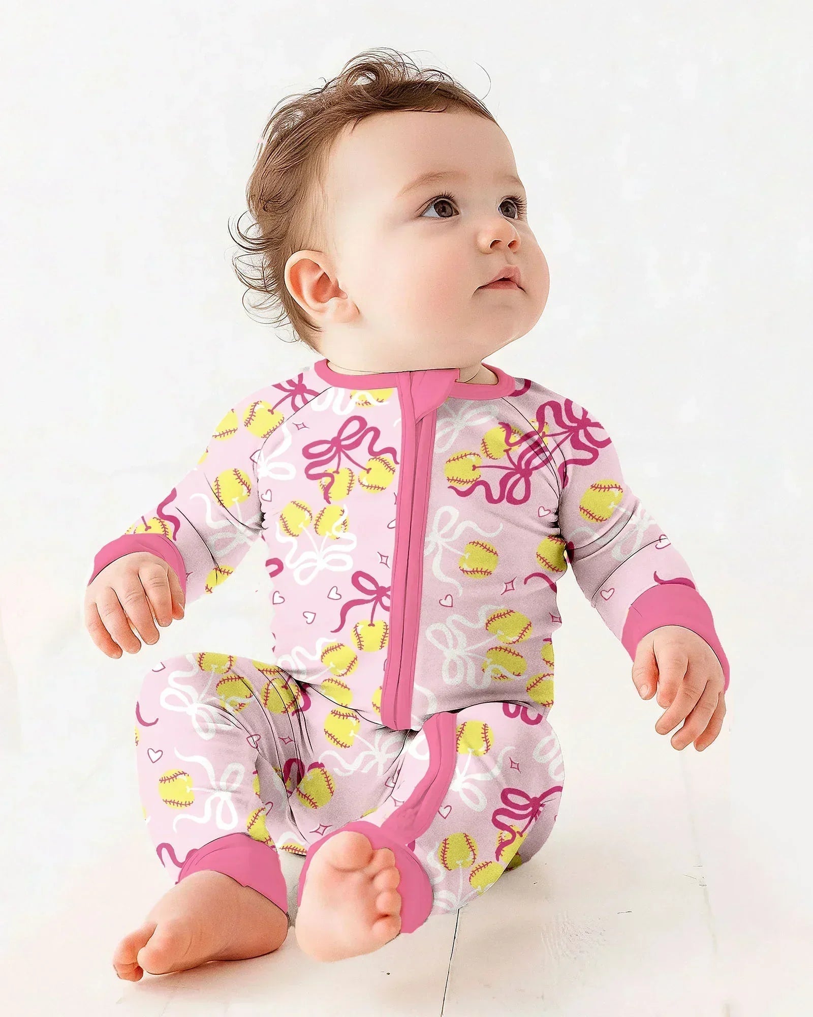 Softball Cherry Mom And Girl Matching Bamboo Convertible Zippy