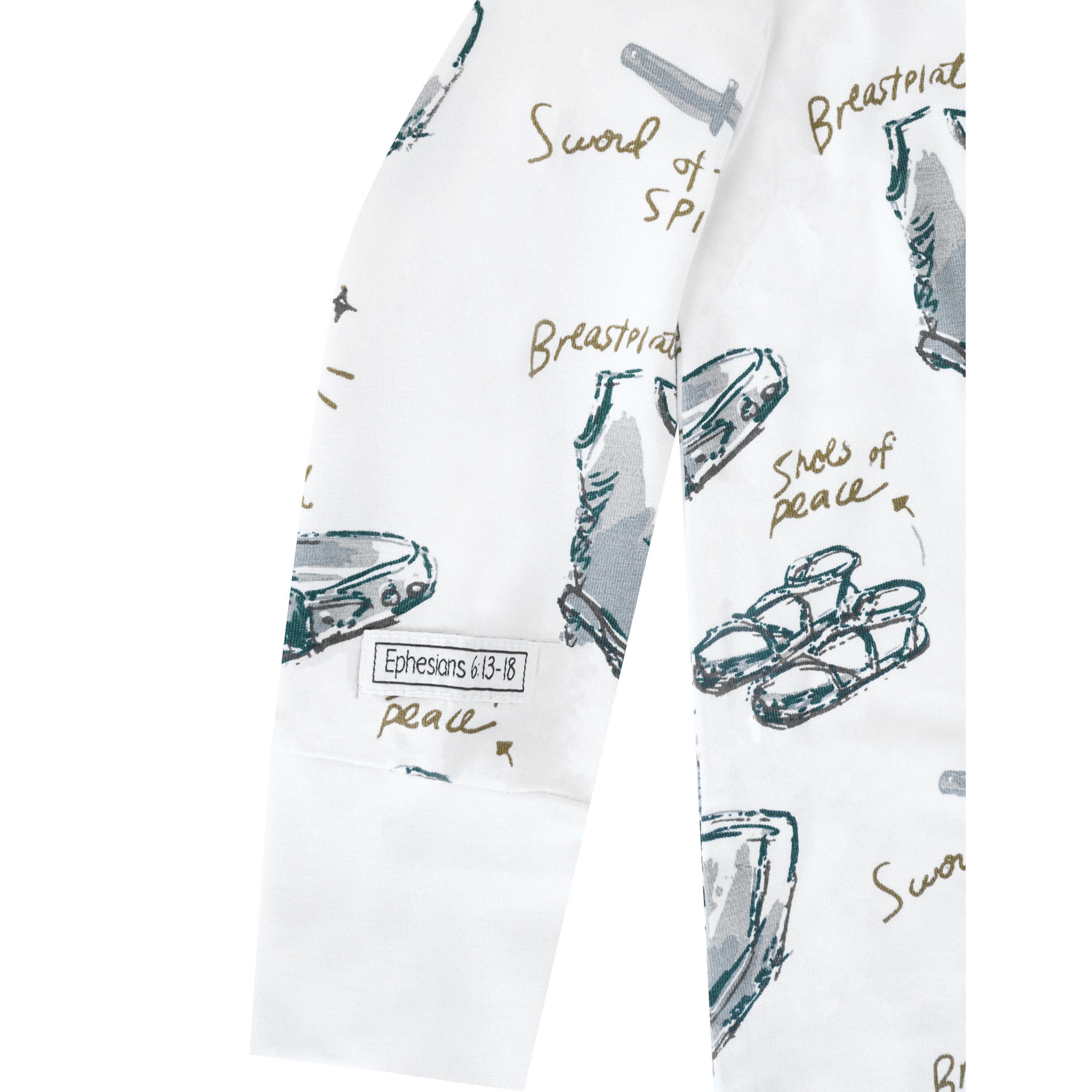 Armor Of God White Pj Footless Onesie Bamboo