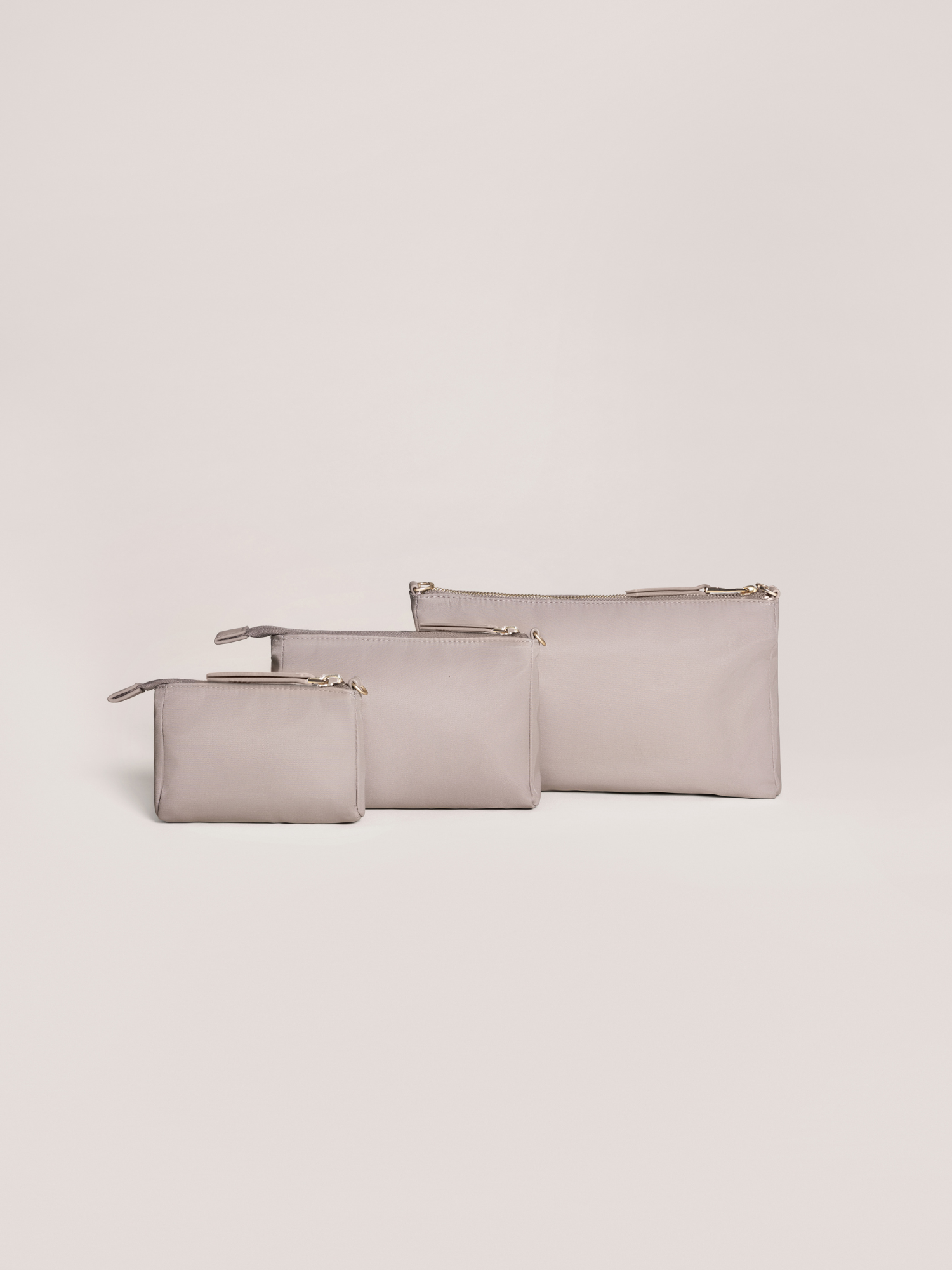 3-piece Pouch Clutch Purse Set - Taupe