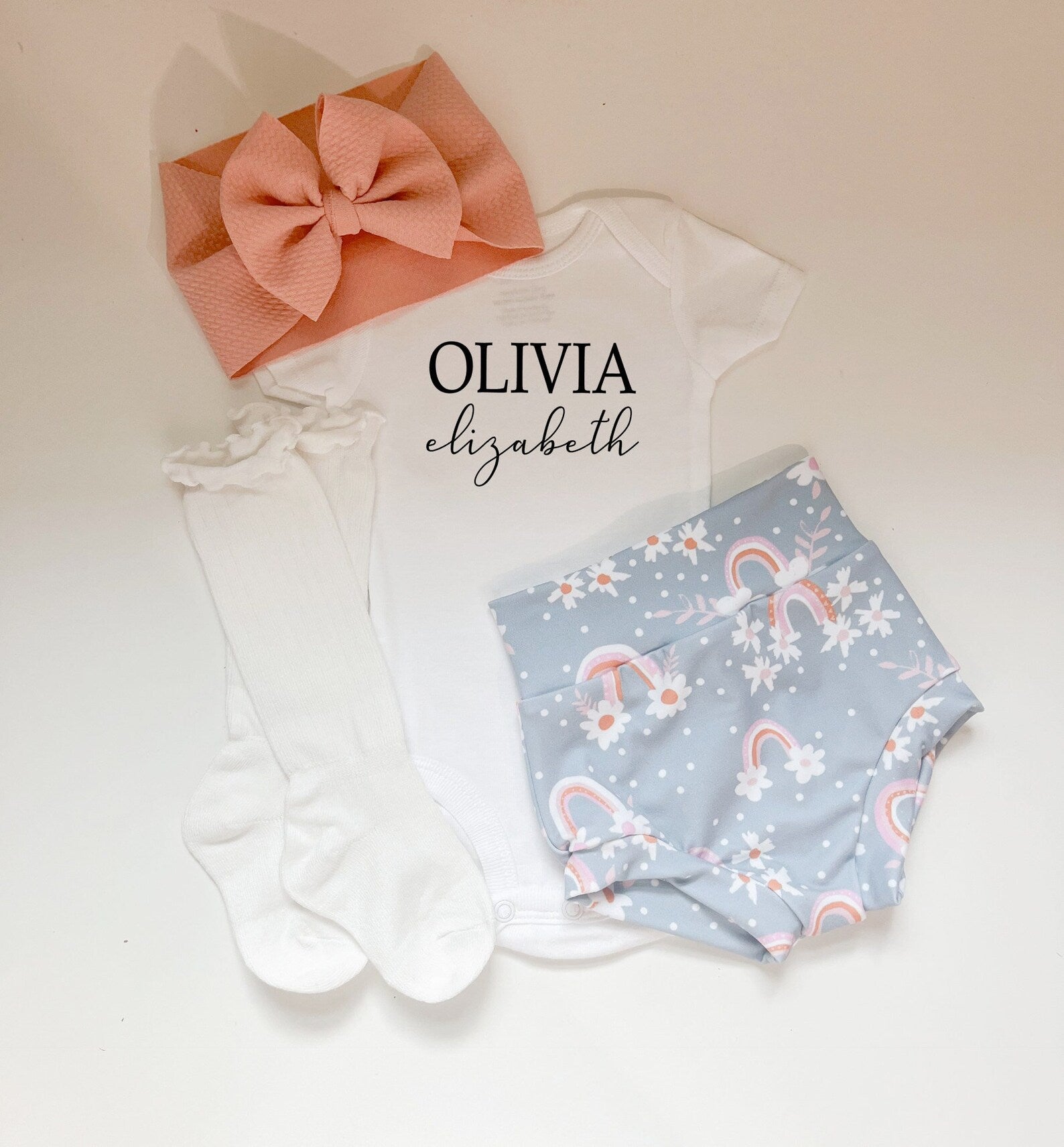 Blue Rainbow Personalized Bummies Set