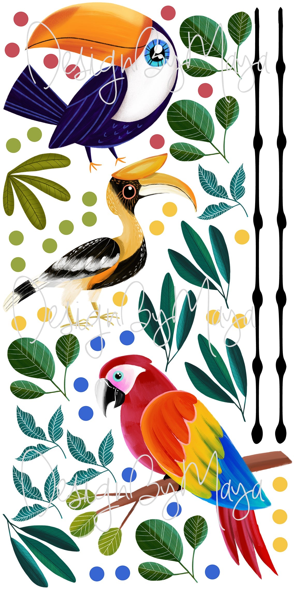 Jungle Animals Tropical Theme - Fabric Nursery Wall Art Decals
