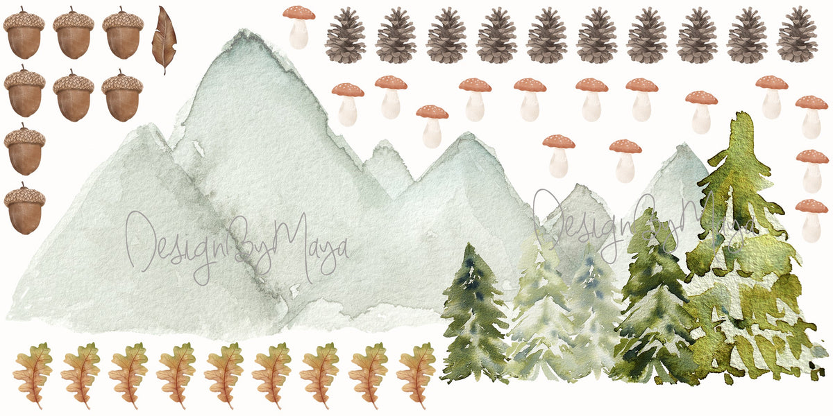 Woodland Pine Trees - Fabric Nursery Wall Art Decals