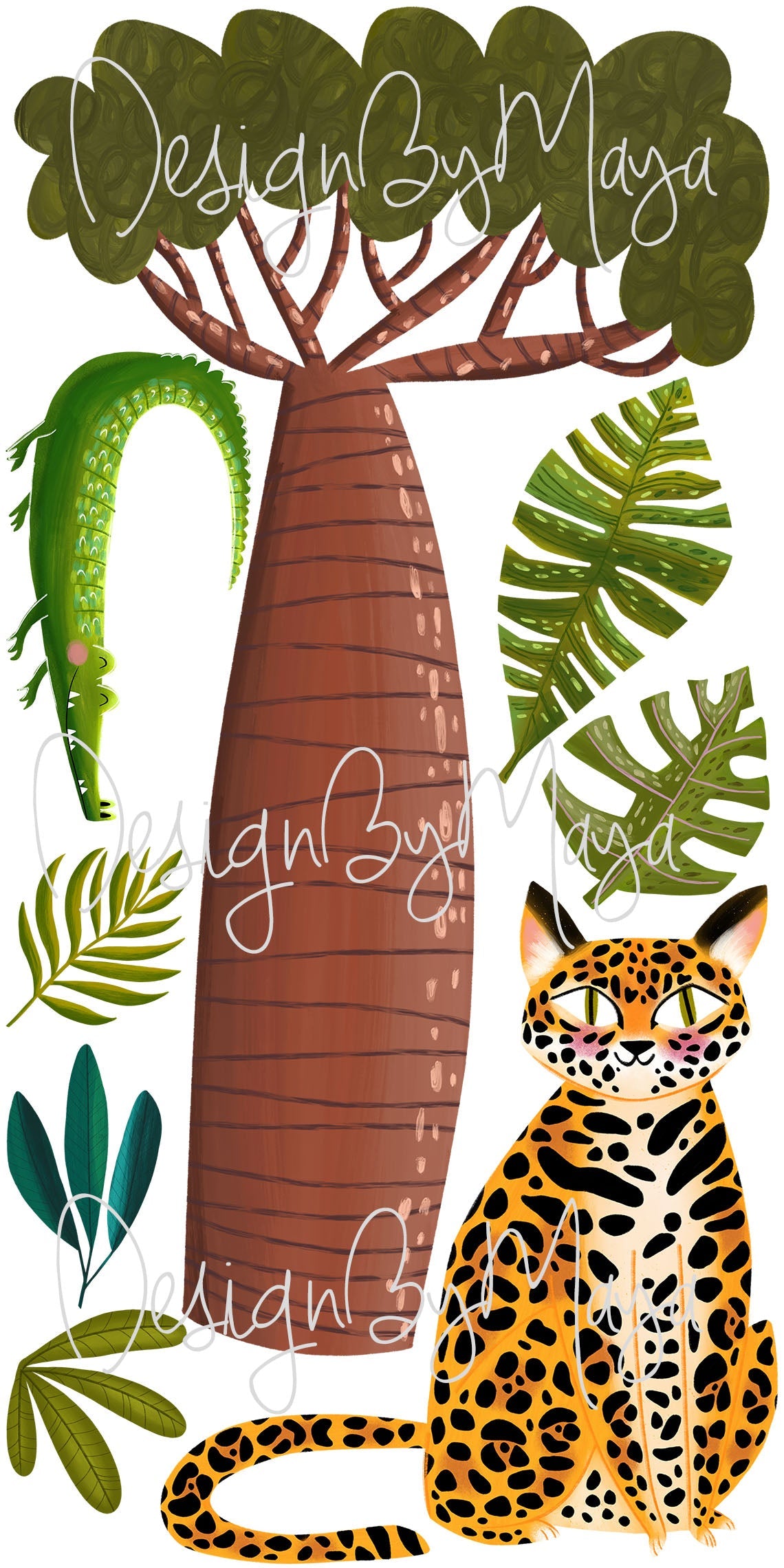 Jungle Animals Tropical Theme - Fabric Nursery Wall Art Decals