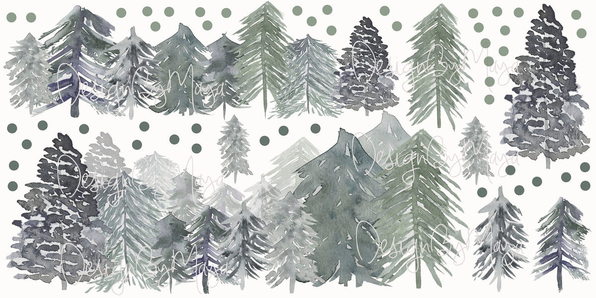 Yellowstone & Woodland Pine Trees - Fabric Nursery Wall Art Decals
