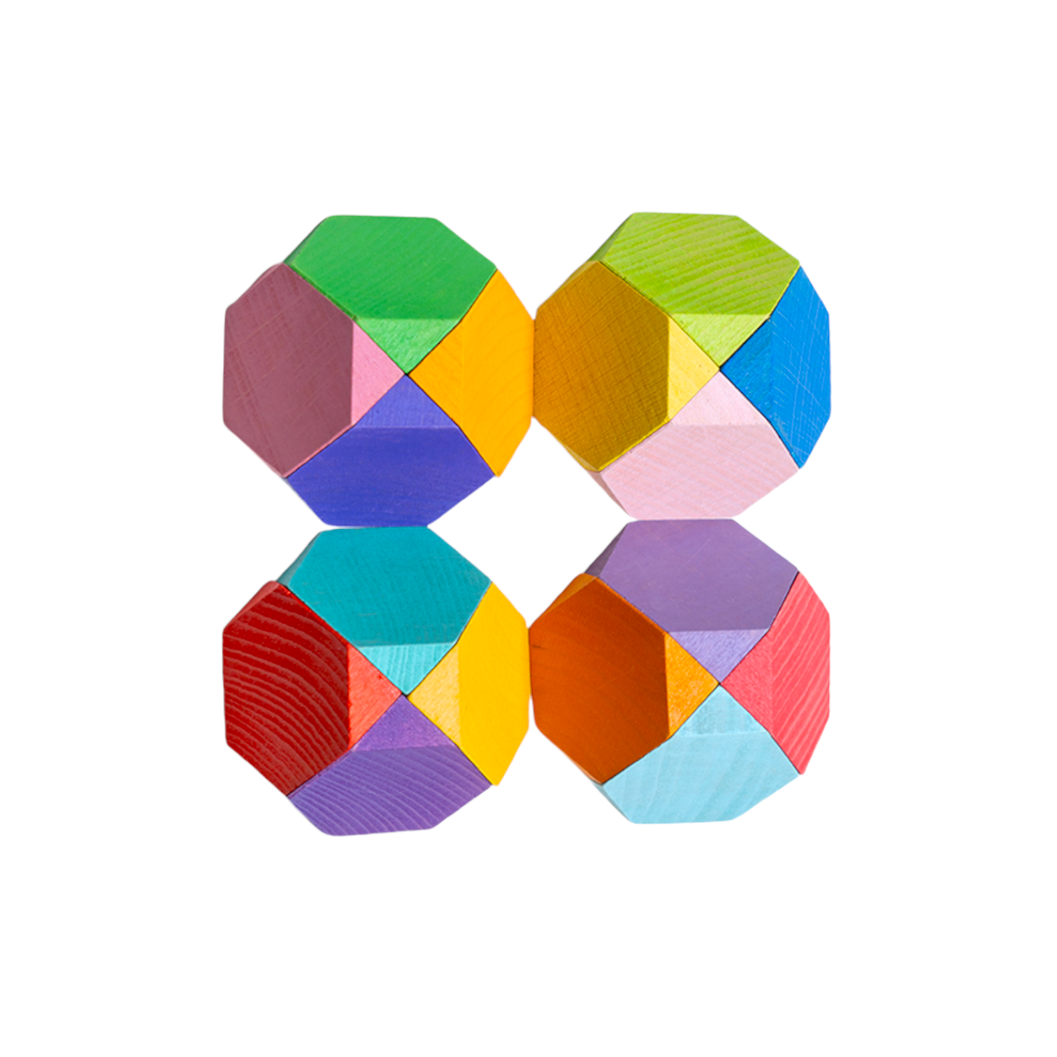 18 Pcs Wooden Cornerstone Building Blocks Set In Primary Rainbow Colors