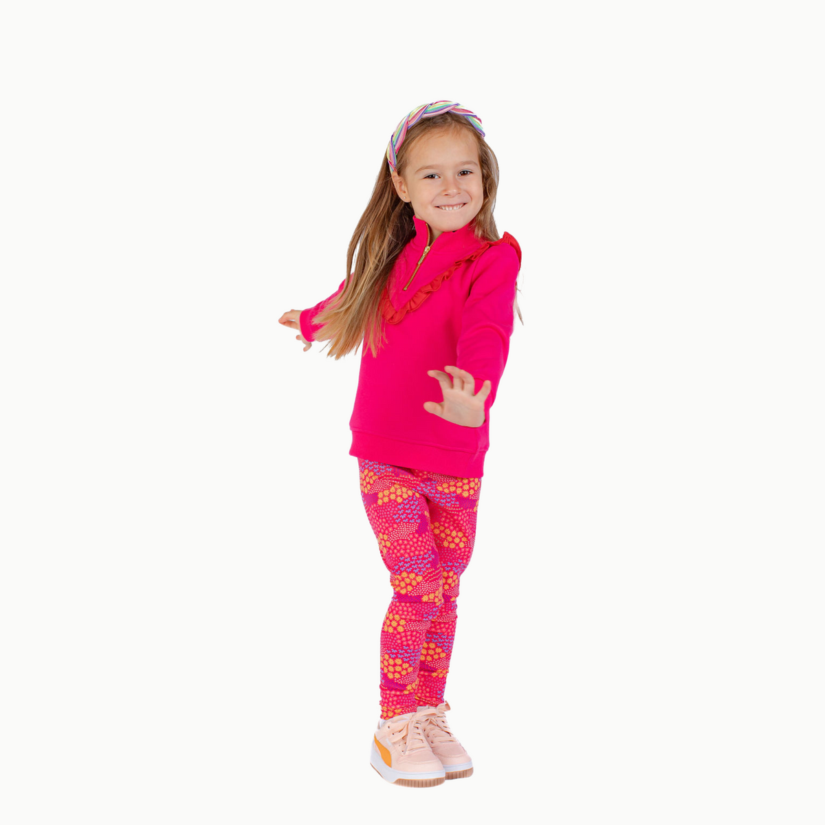 Girls' Half Zip In Pink/red