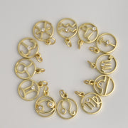 Gold Zodiac Symbols Charms Astrological Sign Pendants Set Of 12 Astrology Charms