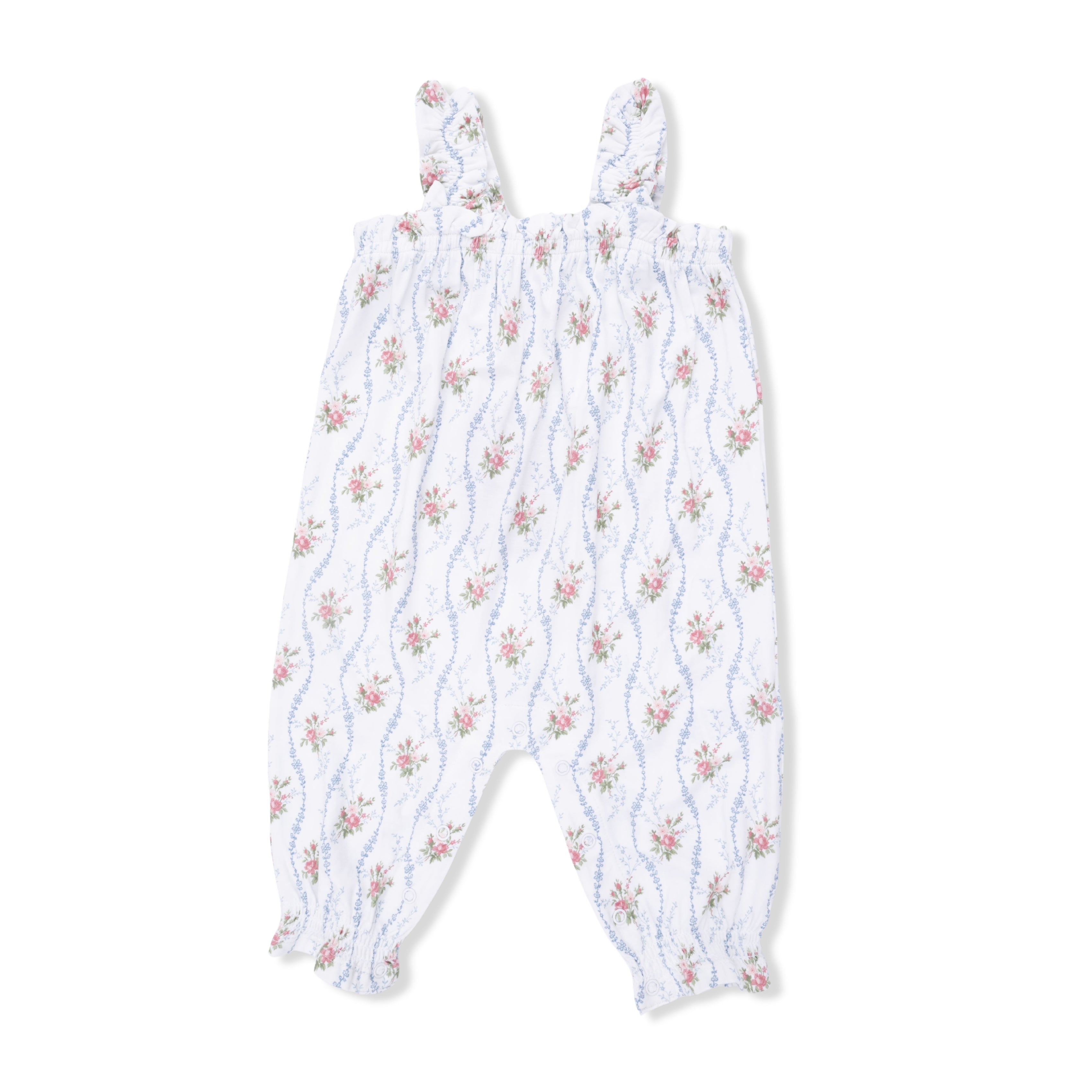 Heirloom Rose Stripe - Ruffly Strap Overall