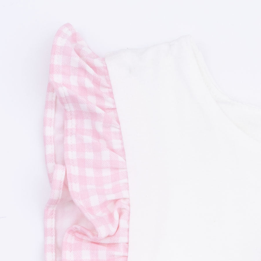 Bubbly Whale With Bow  Pink - Ruffle Playsuit