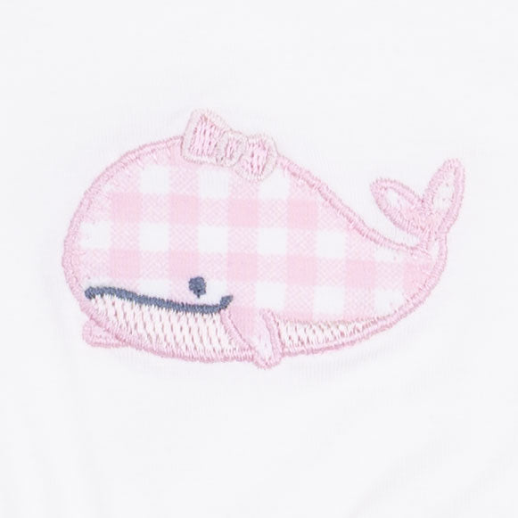 Bubbly Whale With Bow  Pink - Ruffle Playsuit