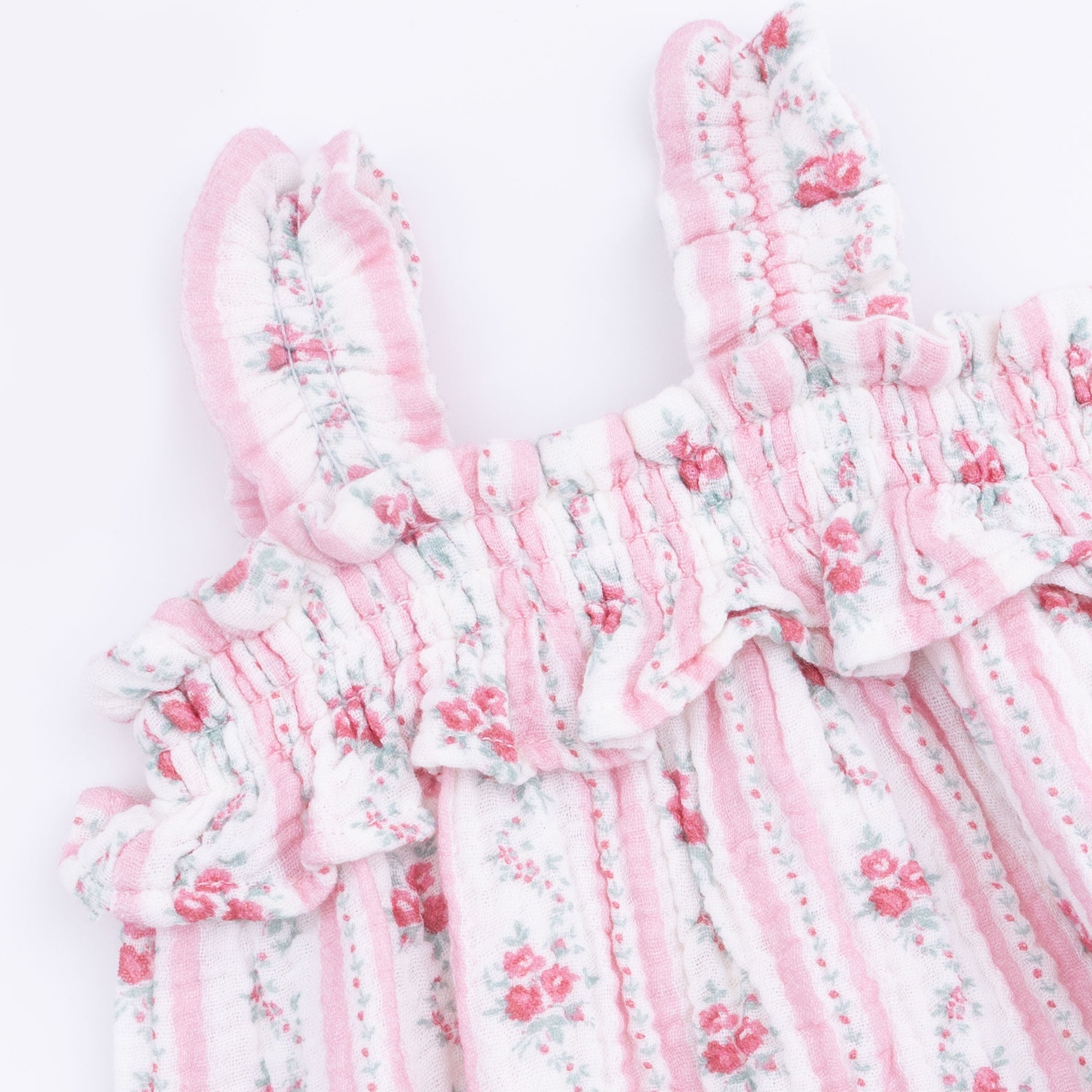 Winding Roses Stripe - Ruffly Strap Bubble