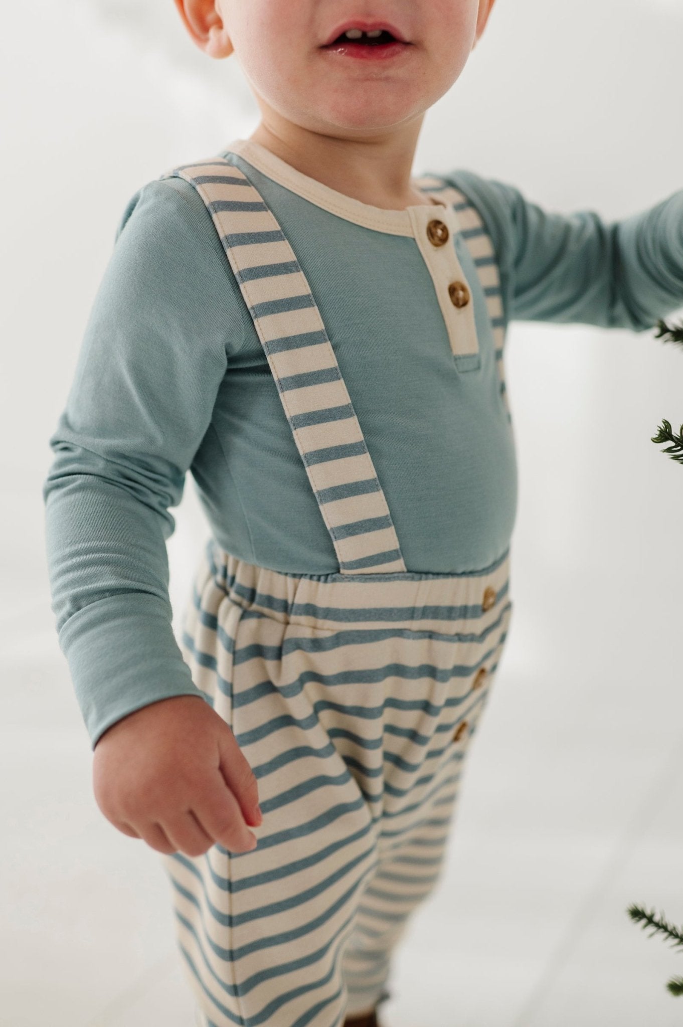 Henley Bodysuit & Suspenders Set