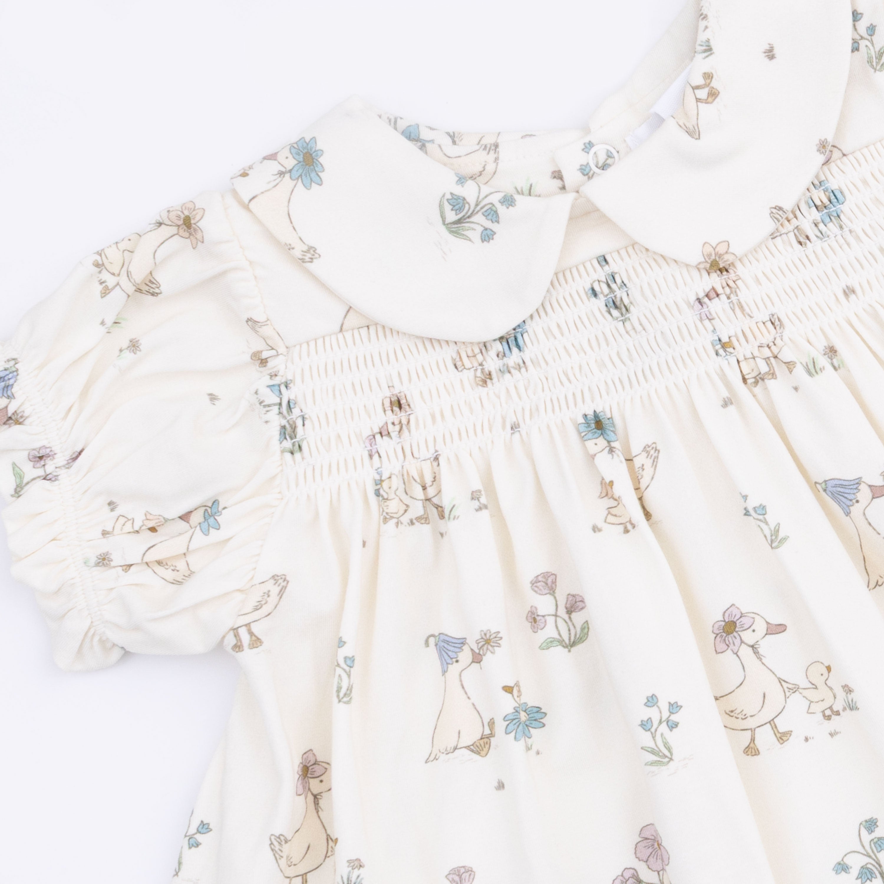 Flower Ducklings - Smocked Dress Set With Headband