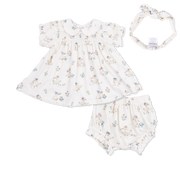 Flower Ducklings - Smocked Dress Set With Headband