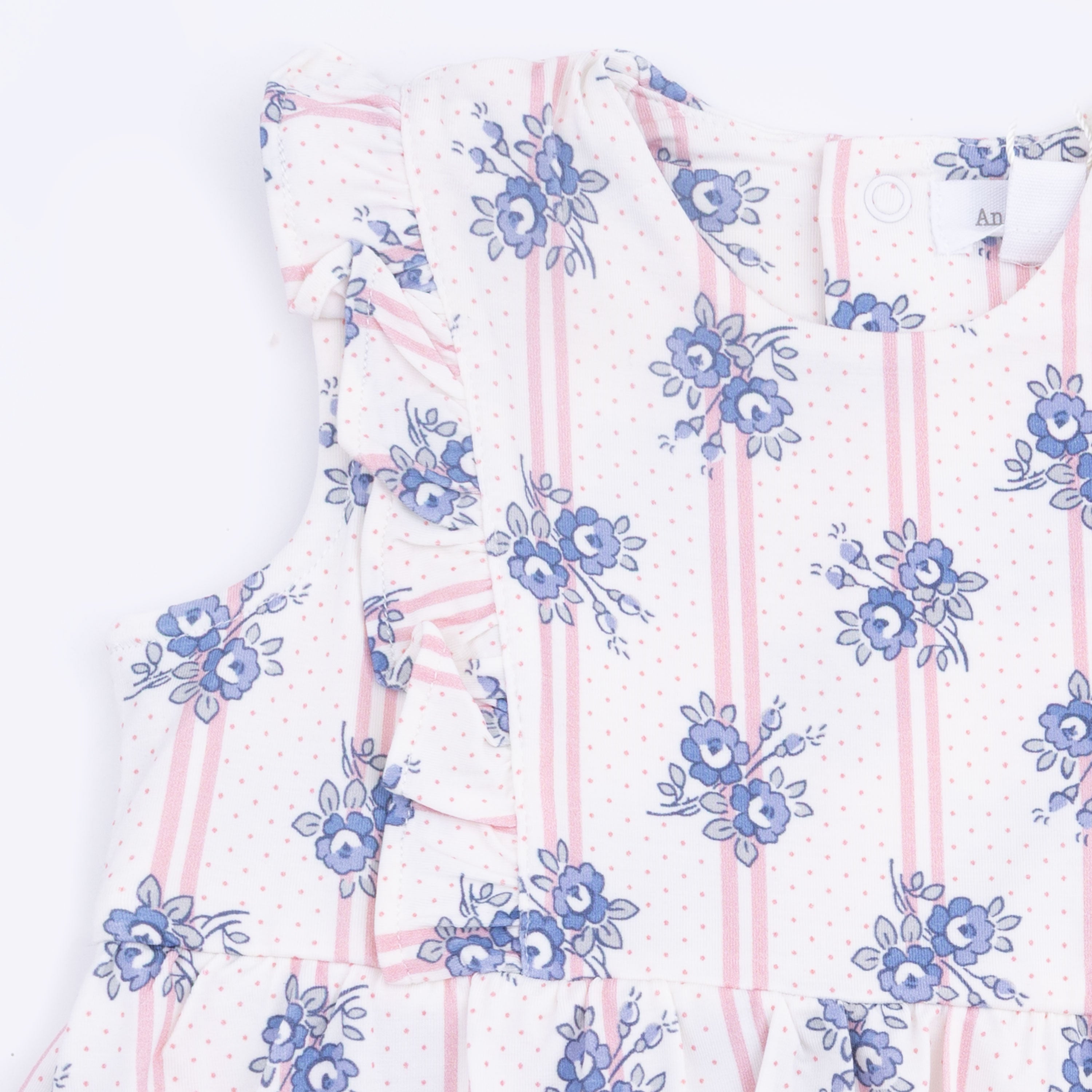 Stripe Dot Roses - Ruffle Bodysuit Dress