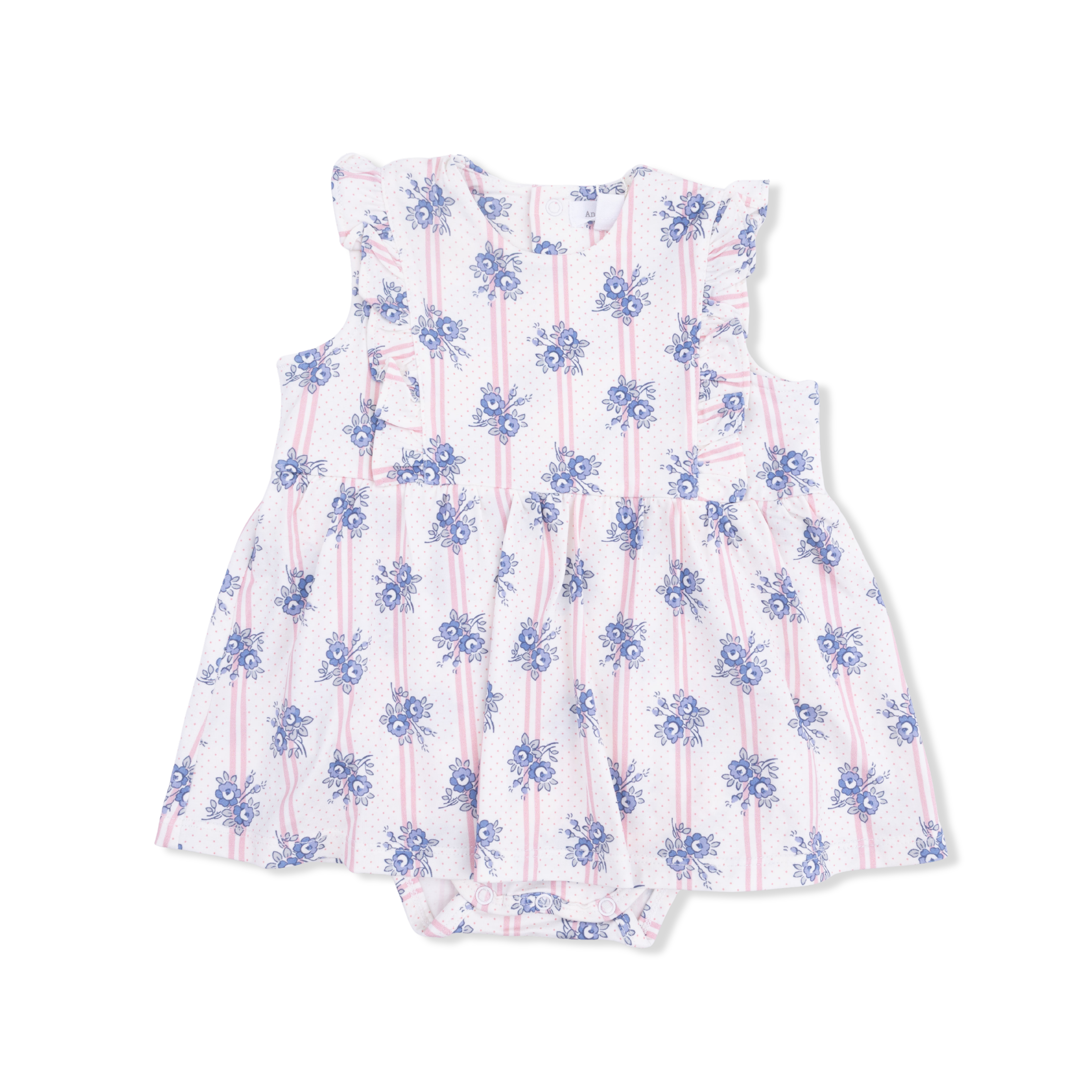 Stripe Dot Roses - Ruffle Bodysuit Dress